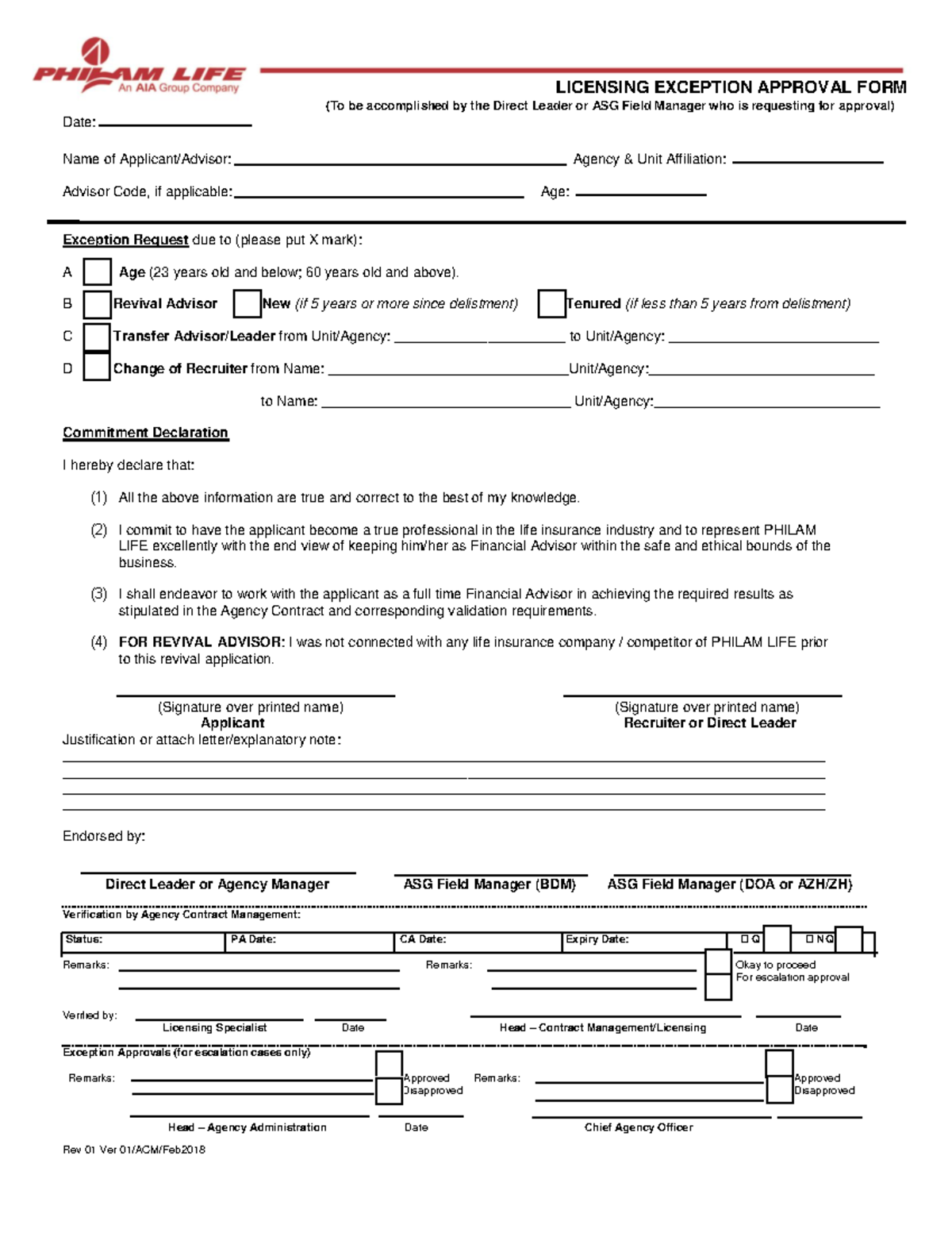 Licensing Exception Approval Form - Rev 01 Ver 01/ACM/Feb LICENSING ...