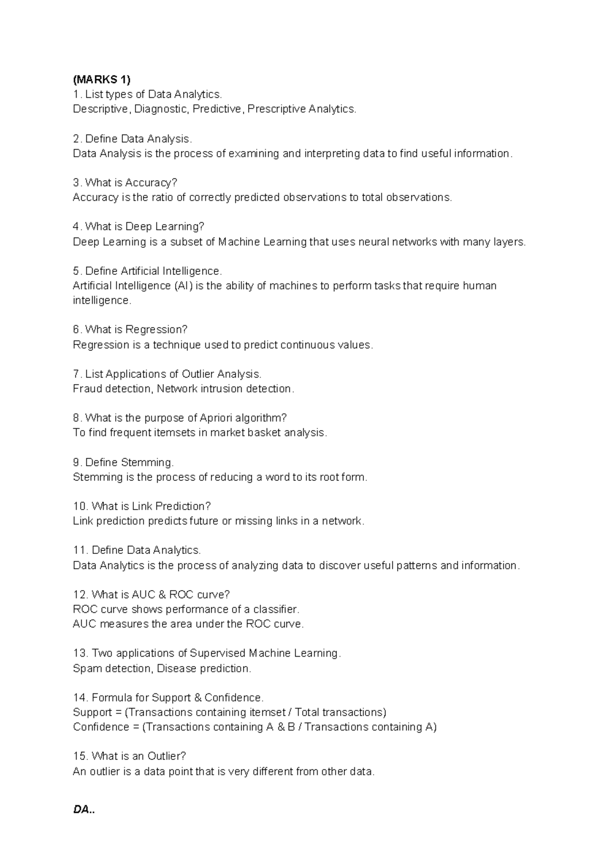 JN(DA 1,2M) - Comprehensive Guide to Data Analytics Concepts - Studocu