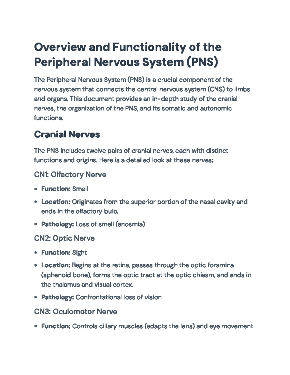Overview and Functions of the Peripheral Nervous System (PNS) - Lecture ...