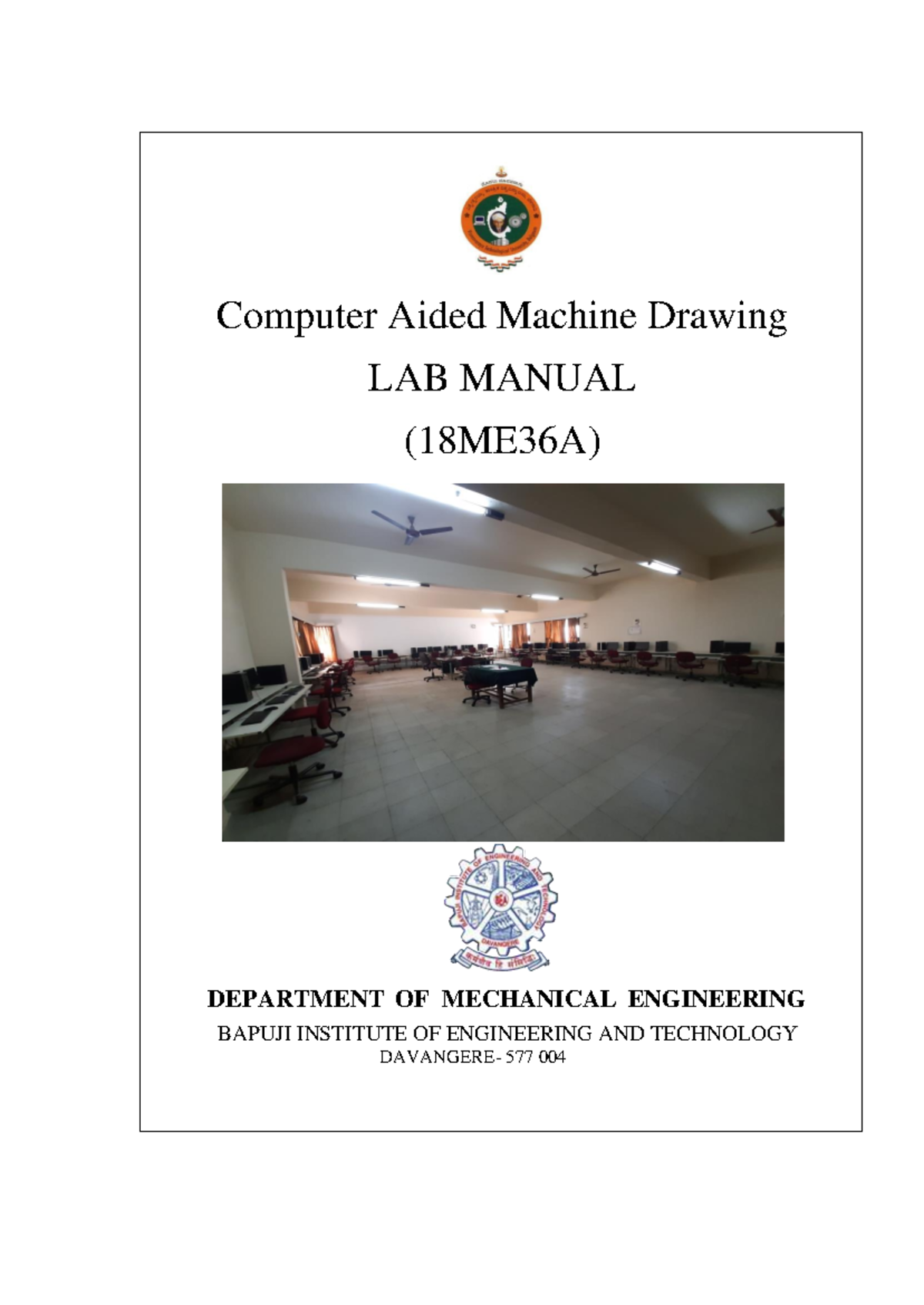 Computer Aided Machine Drawing Lab Manual (18ME36A) Final Exam Guide ...