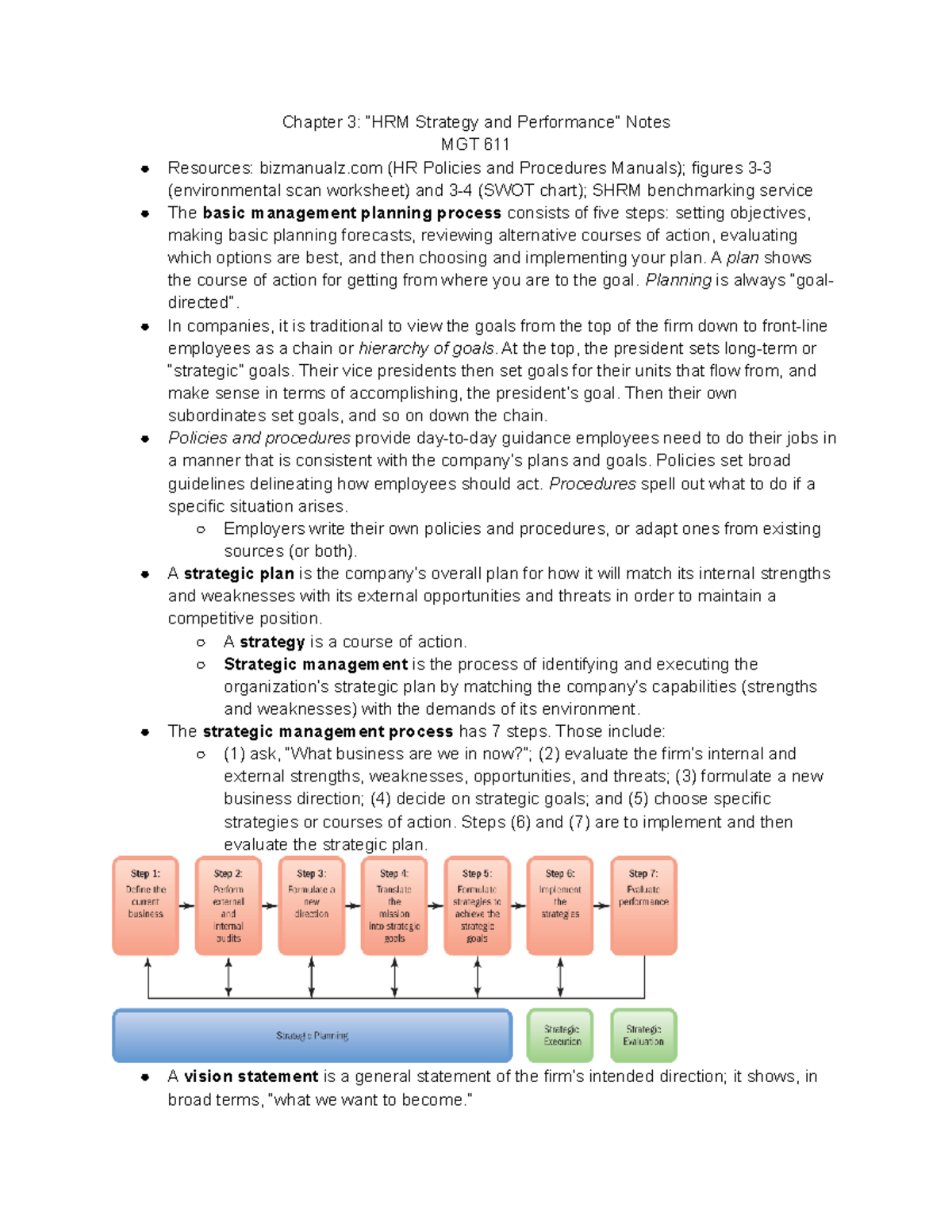 MGT 611 Final Exam Notes: HRM Strategy and Performance Overview - Studocu