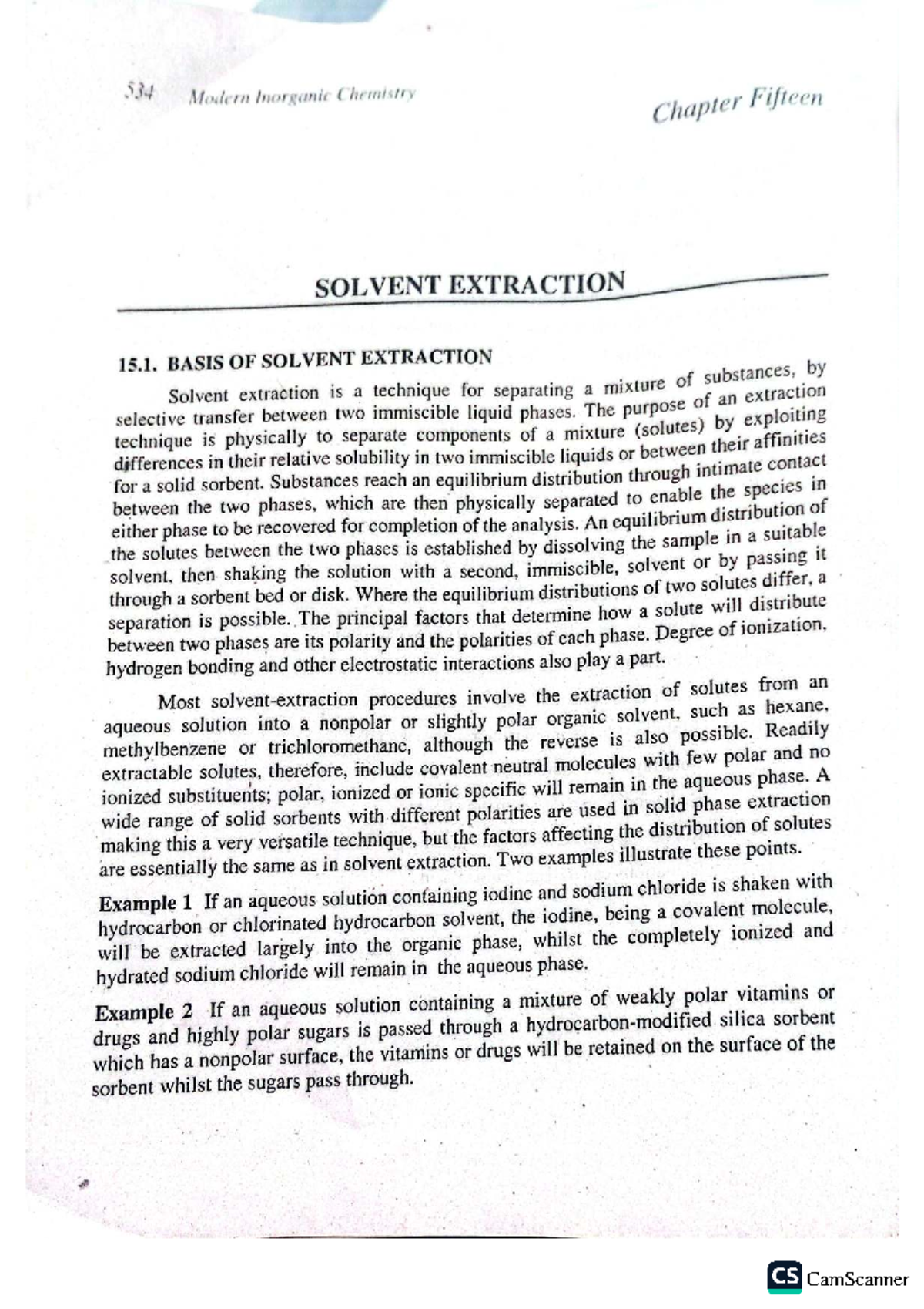Modern Inorganic Chemistry (CHEM 101) - Solvent Extraction Notes - Studocu