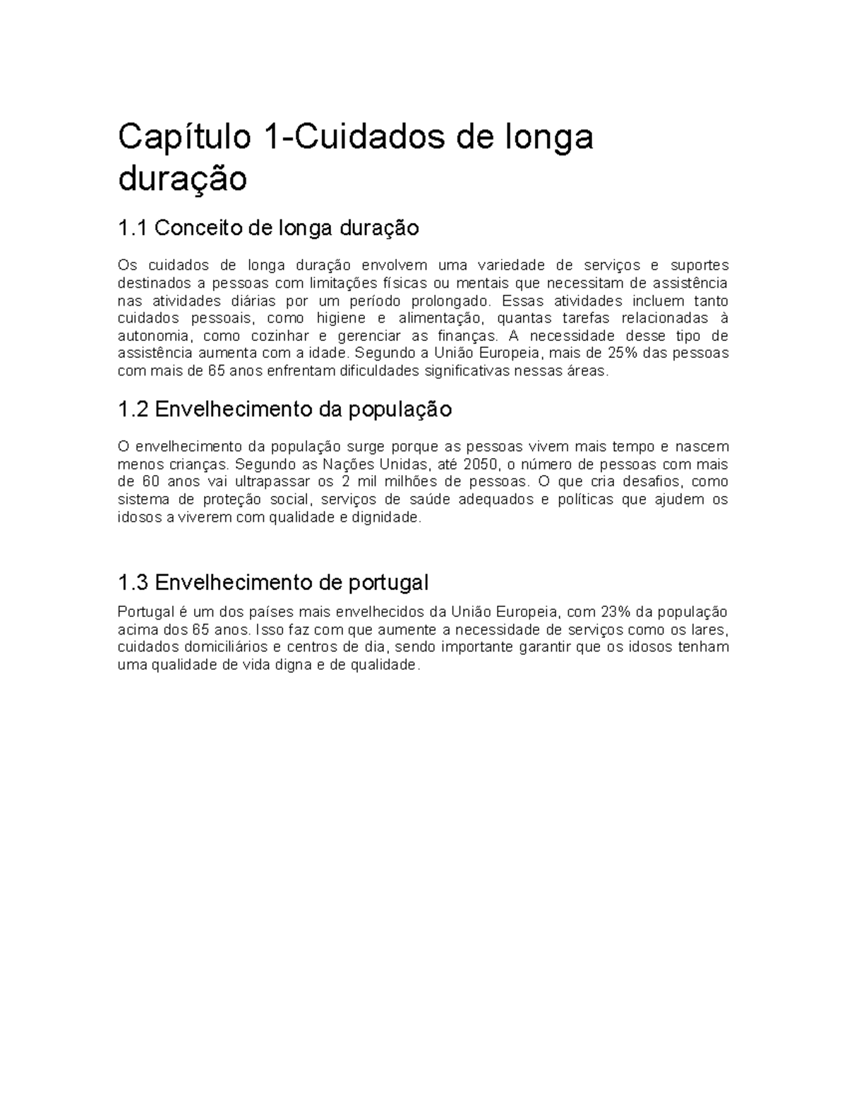 Cuidados de longa duração - Capítulo 1-Cuidados de longa duração 1 ...