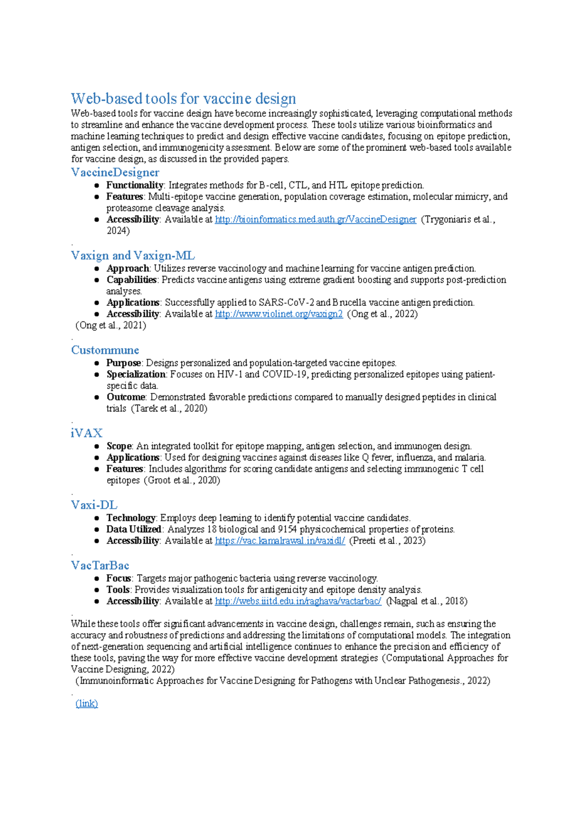 Databases-in-immunoinformatics - Web-based tools for vaccine design Web ...