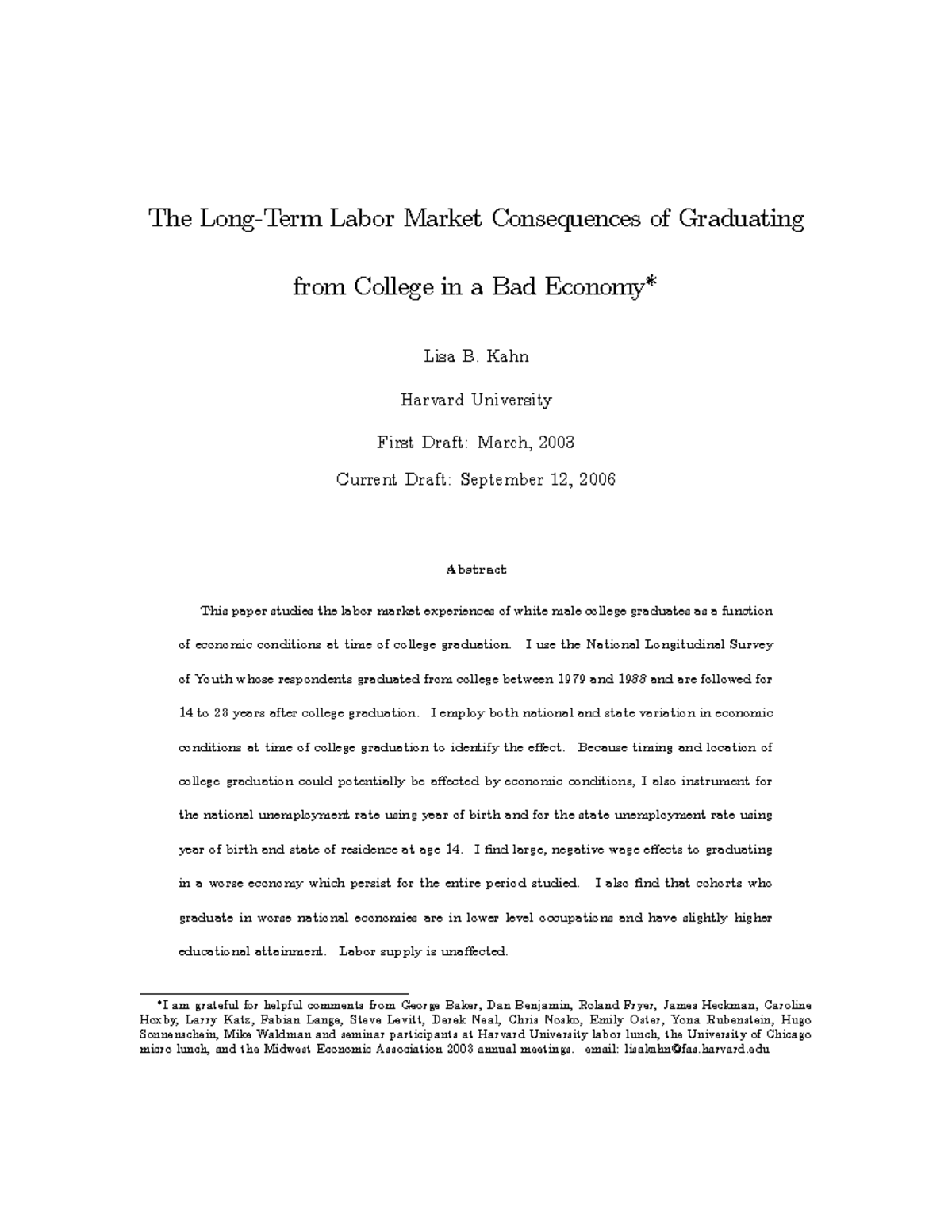 Labor Market Outcomes for College Graduates in Poor Economies (SSRN ...