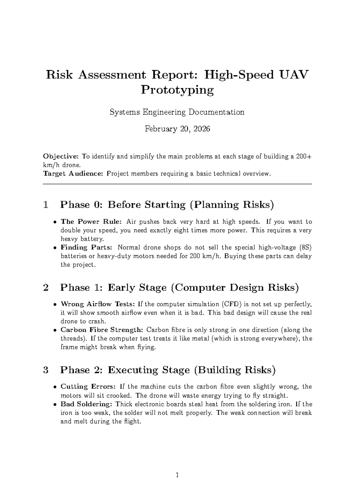 Risk Assessment Report: UAV Prototyping Systems Engineering - Studocu