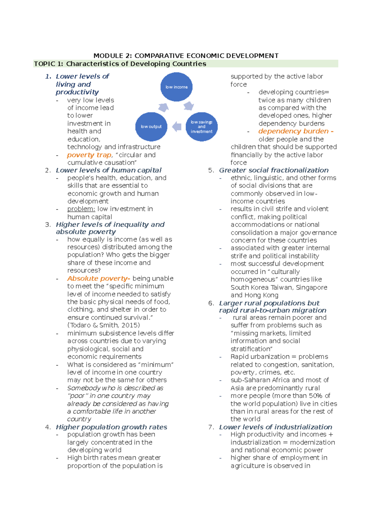 Comparative Economic Development Notes - Econdev Module 2 - Studocu