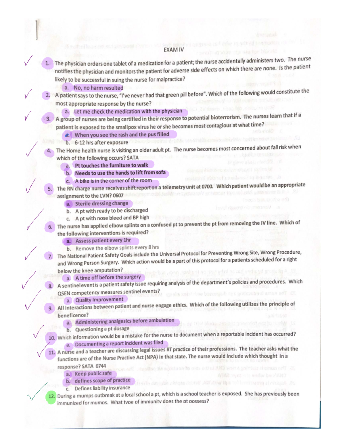 Study Guide 4 - Nursing Exam IV Review Notes - Studocu