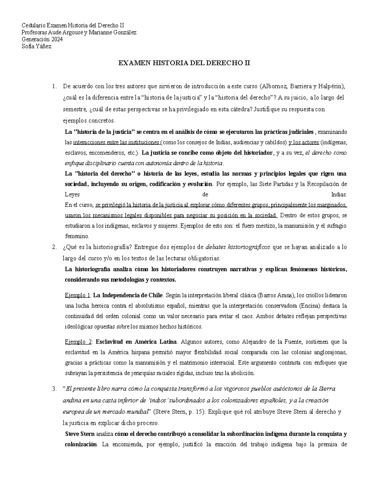 Examen Final Historia del Derecho II - Aude y Marianne 2024 - Studocu