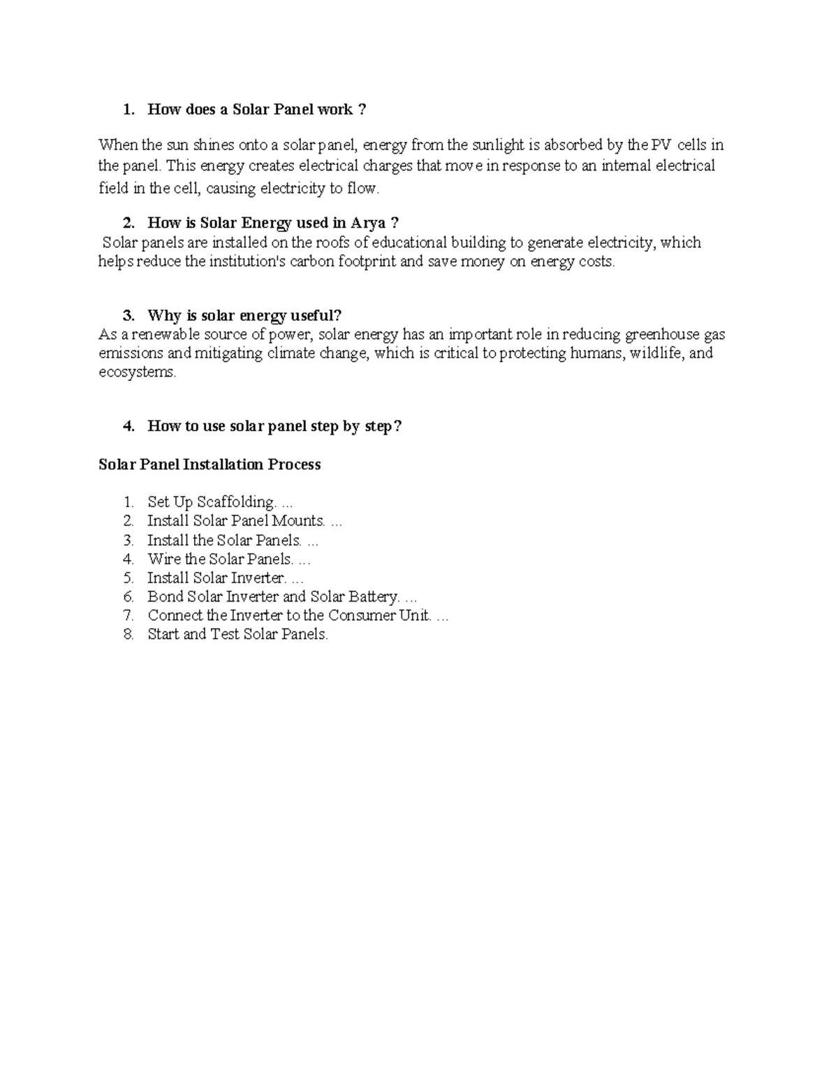Solar Plant Visit Notes - How does a Solar Panel work? When the sun ...