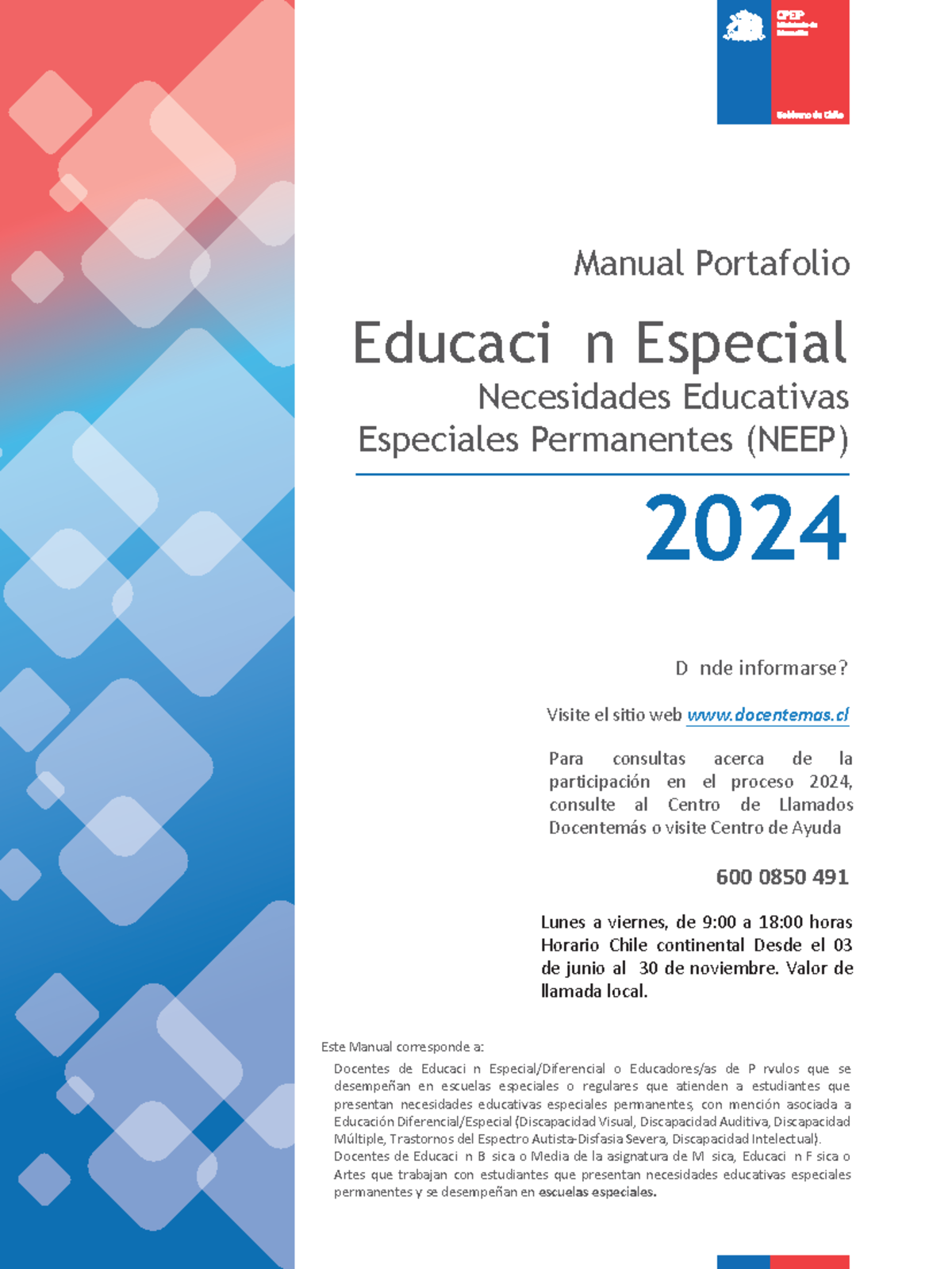 Manual Portafolio 2024 para Docentes de Educación Especial NEEP - Studocu
