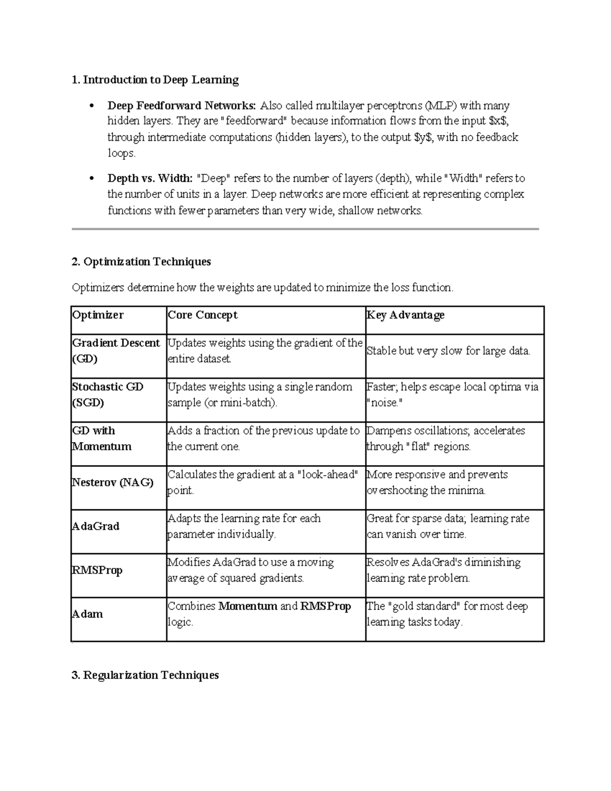 Deep Learning Notes: MLPs, Optimization & Regularization Techniques ...