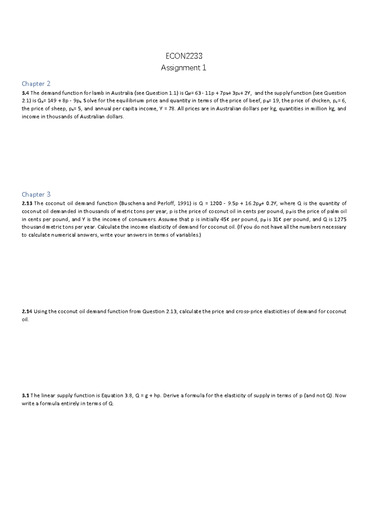 ECON 101: Assignment 7 - Consumer Surplus and Equilibrium Analysis ...