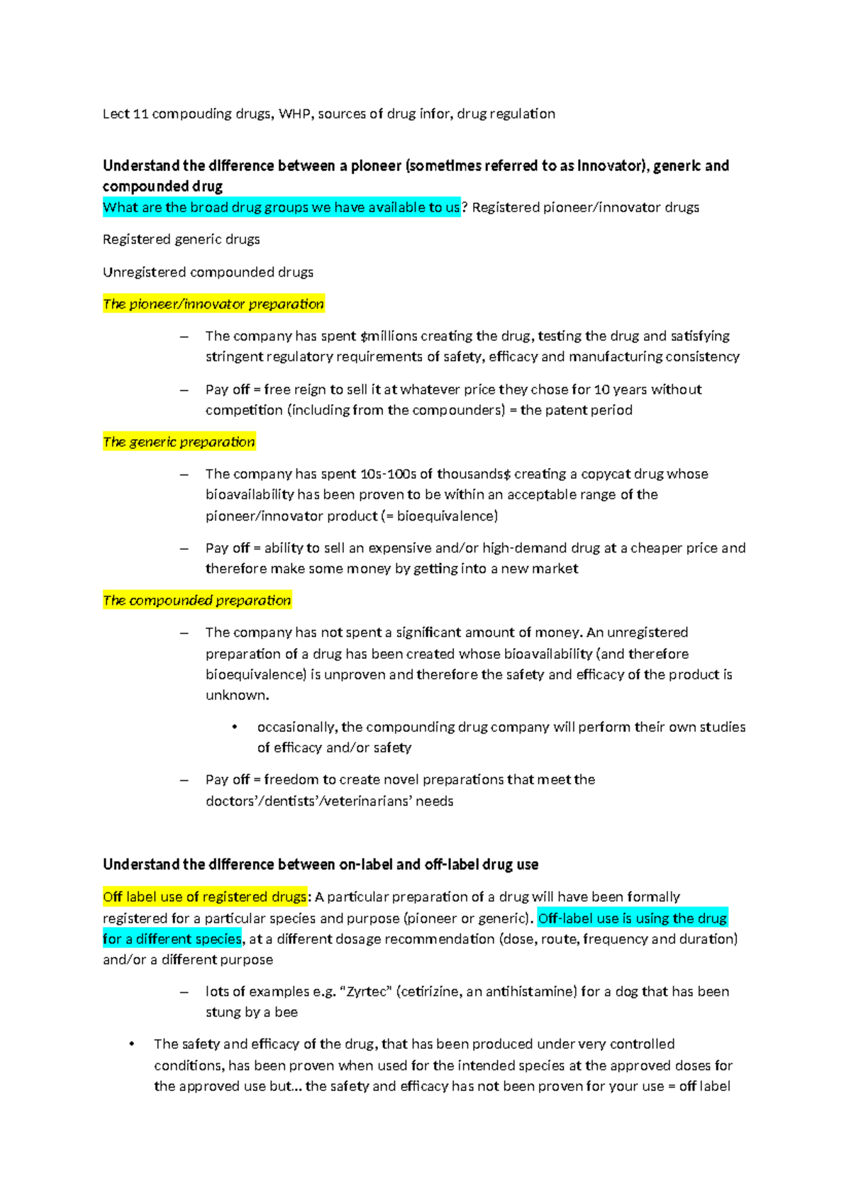 Vet302 Lecture 11: Compounding Drugs, WHP, Drug Info Sources ...