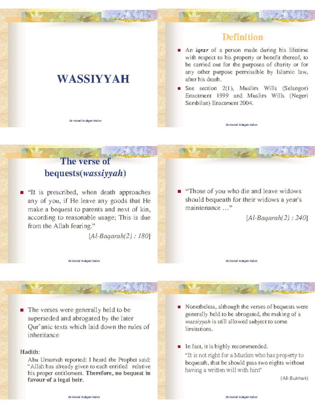 Definisi Wasiat dalam Hukum Islam - WASSIYYAH oleh Dr Akmal Hidayah ...