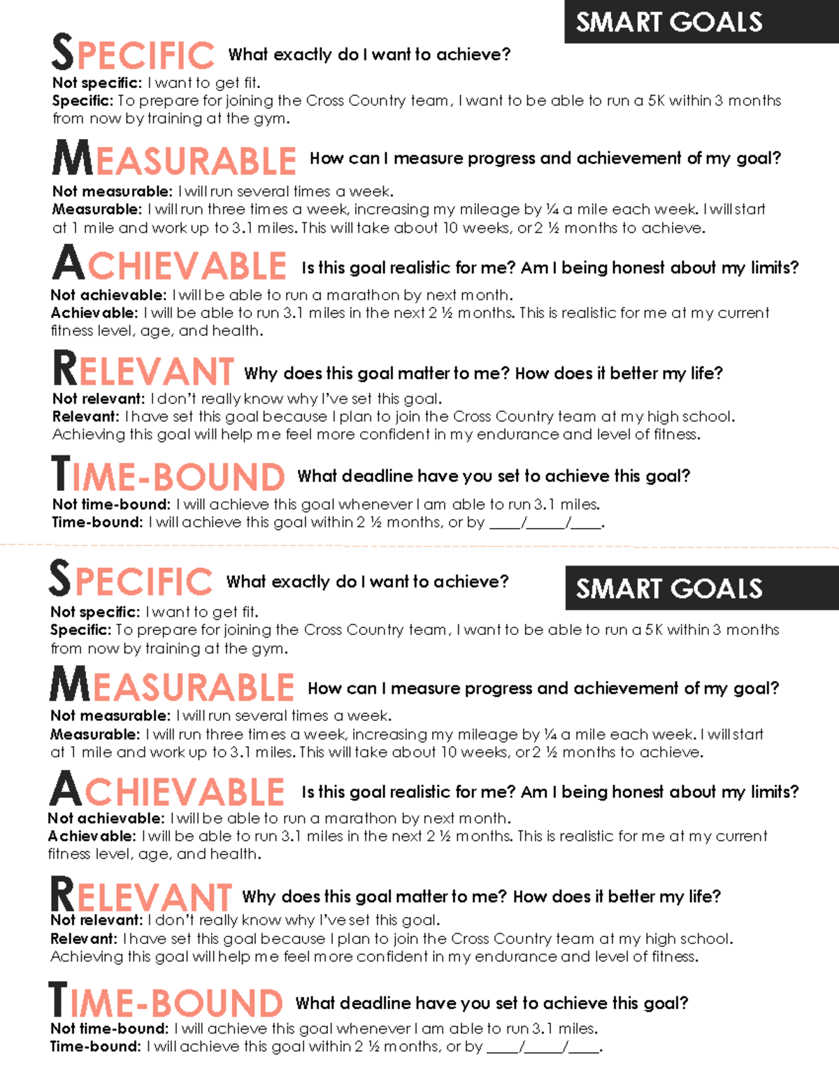 SMART Goals for Teens: Individual Goal Setting Guide (123) - Studocu