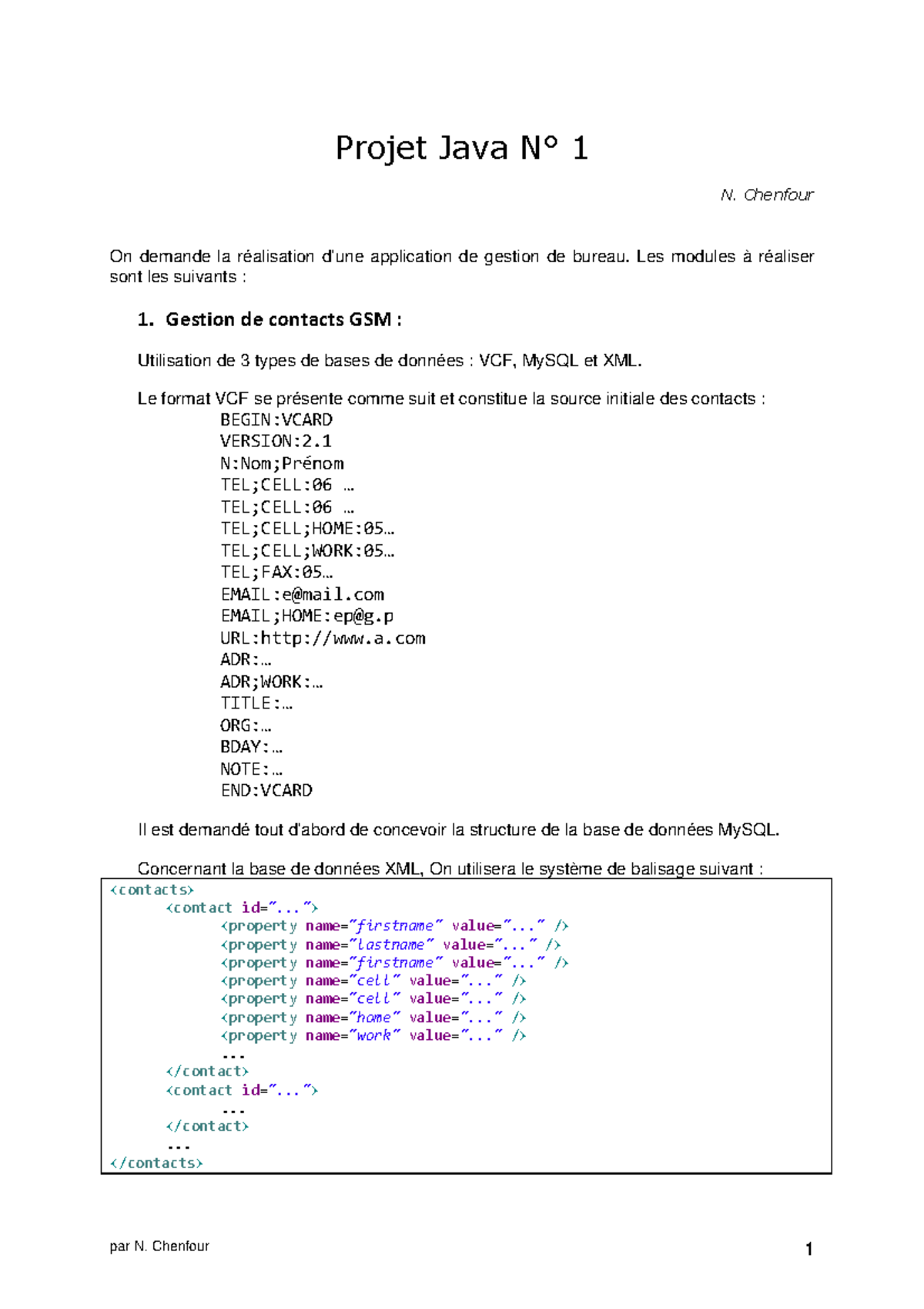 Gestion de Bureau en Java - Projet Java - 01 par N. Chenfour - Studocu