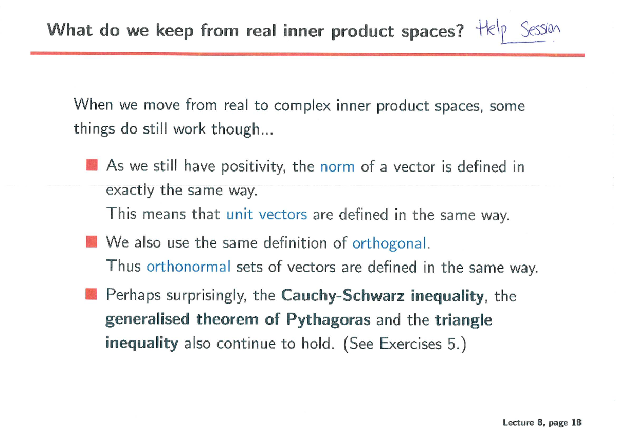Help Session: Real to Complex Inner Product Spaces - Studocu