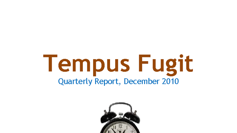 Quarterly Report Q4 2010: Tempus Fugit Analysis - Studocu