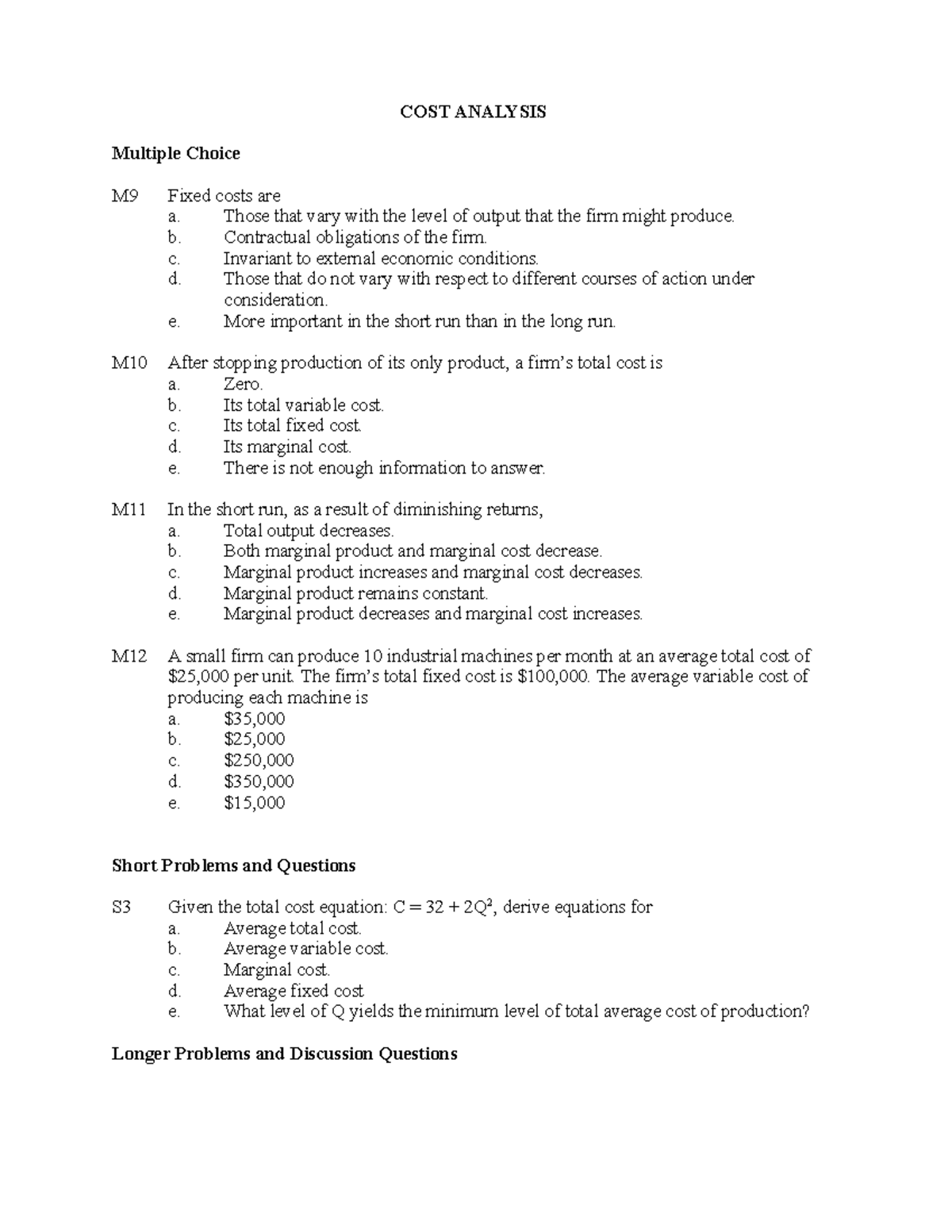 Assignment 4 - Cost - Thầy Tô Trung Thành - COST ANALYSIS Multiple ...