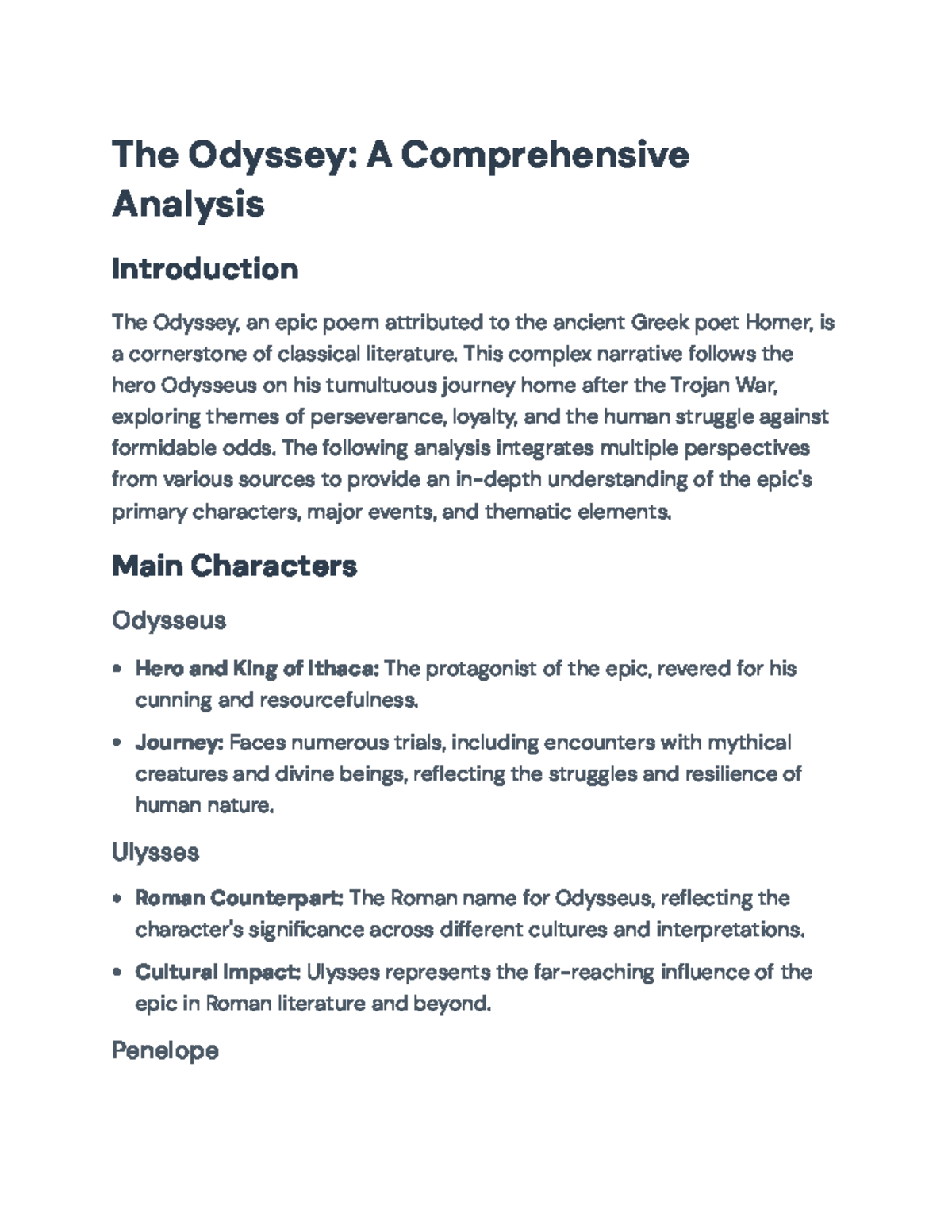 The Odyssey: In-Depth Analysis of Characters, Themes, and Events - The ...