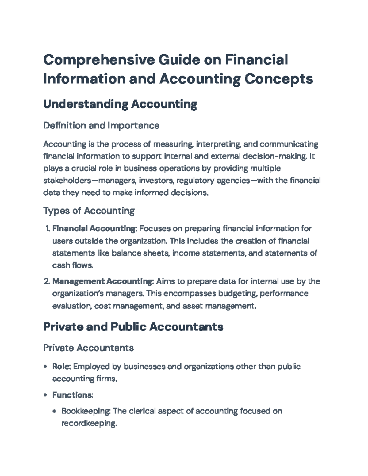 Comprehensive Overview of Financial Information & Accounting Concepts ...