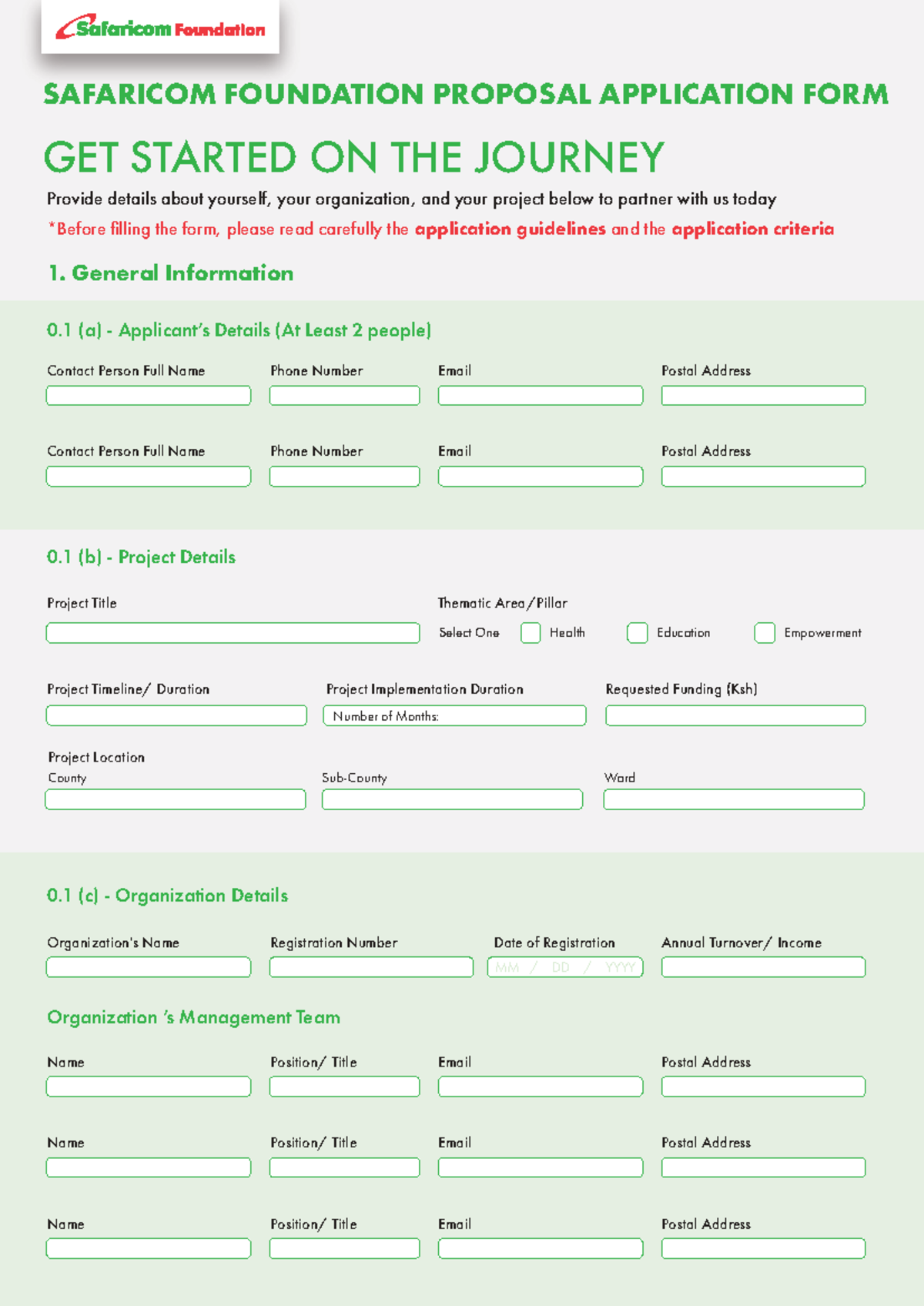 SAFARICOM FOUNDATION PROPOSAL APPLICATION FORM: GET STARTED NOW - Studocu