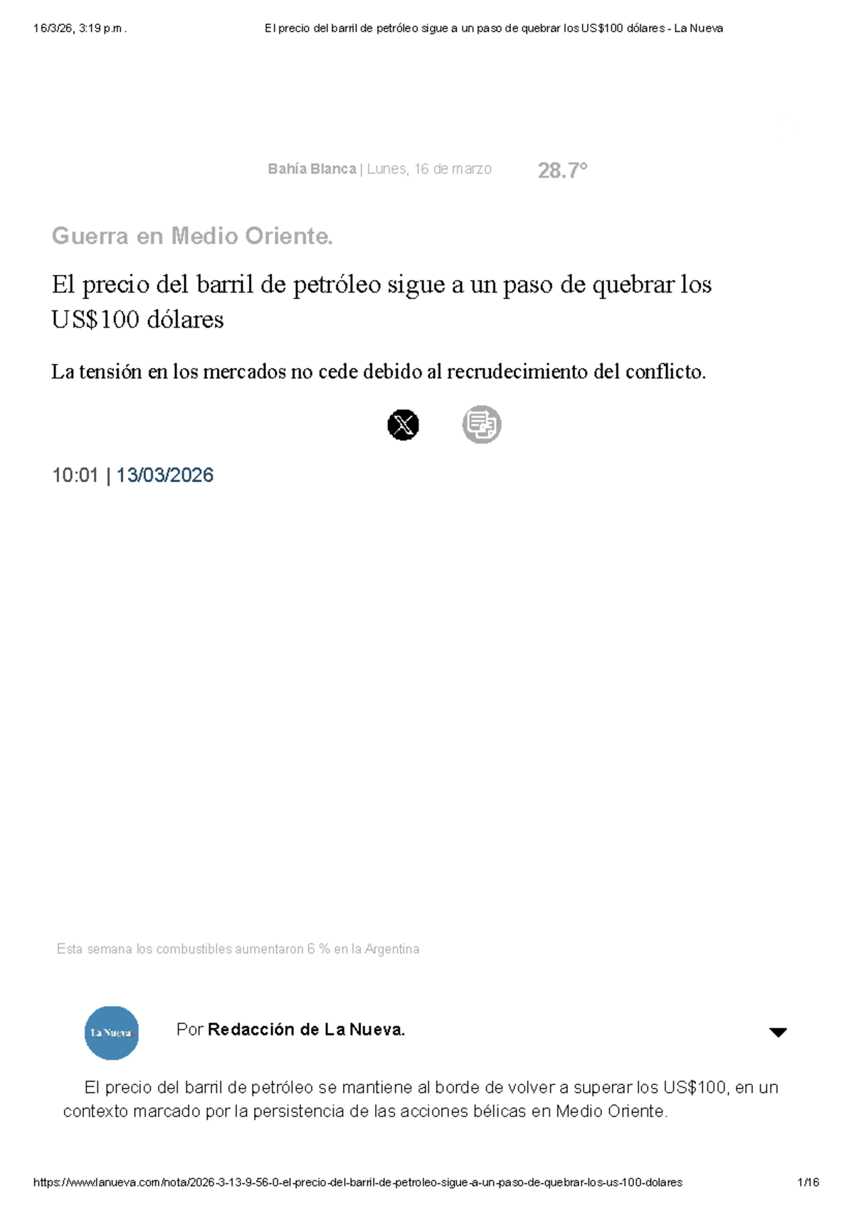 El precio del barril de petróleo se acerca a los US$100 - La Nueva ...
