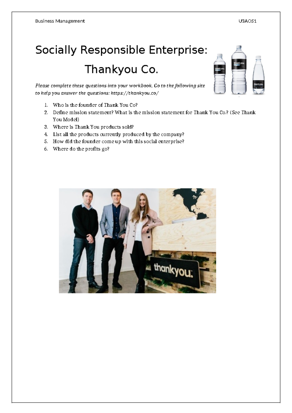Thank You Case Study - Business Management U3AOS Socially Responsible ...