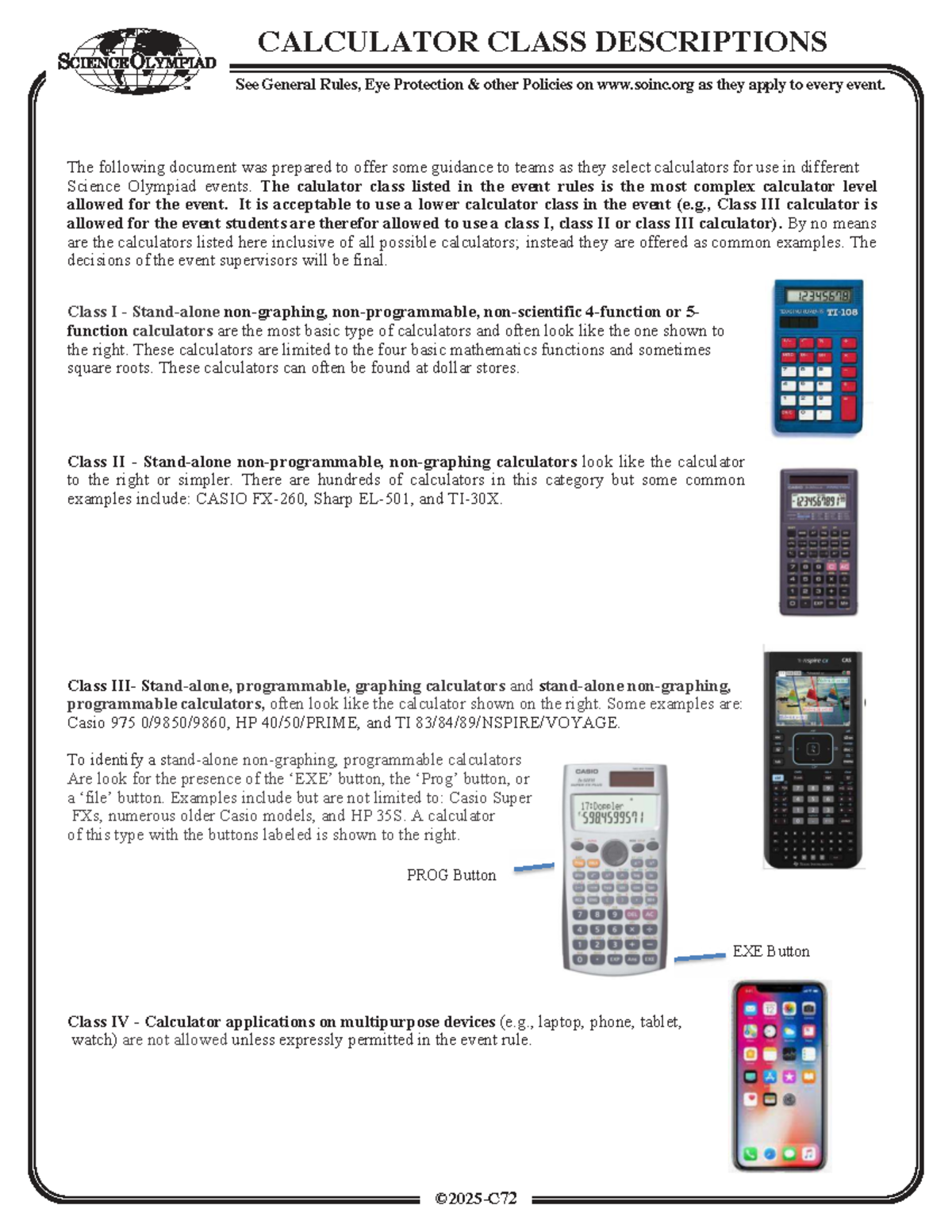 Calculator Class Descriptions for Science Olympiad Events - Studocu
