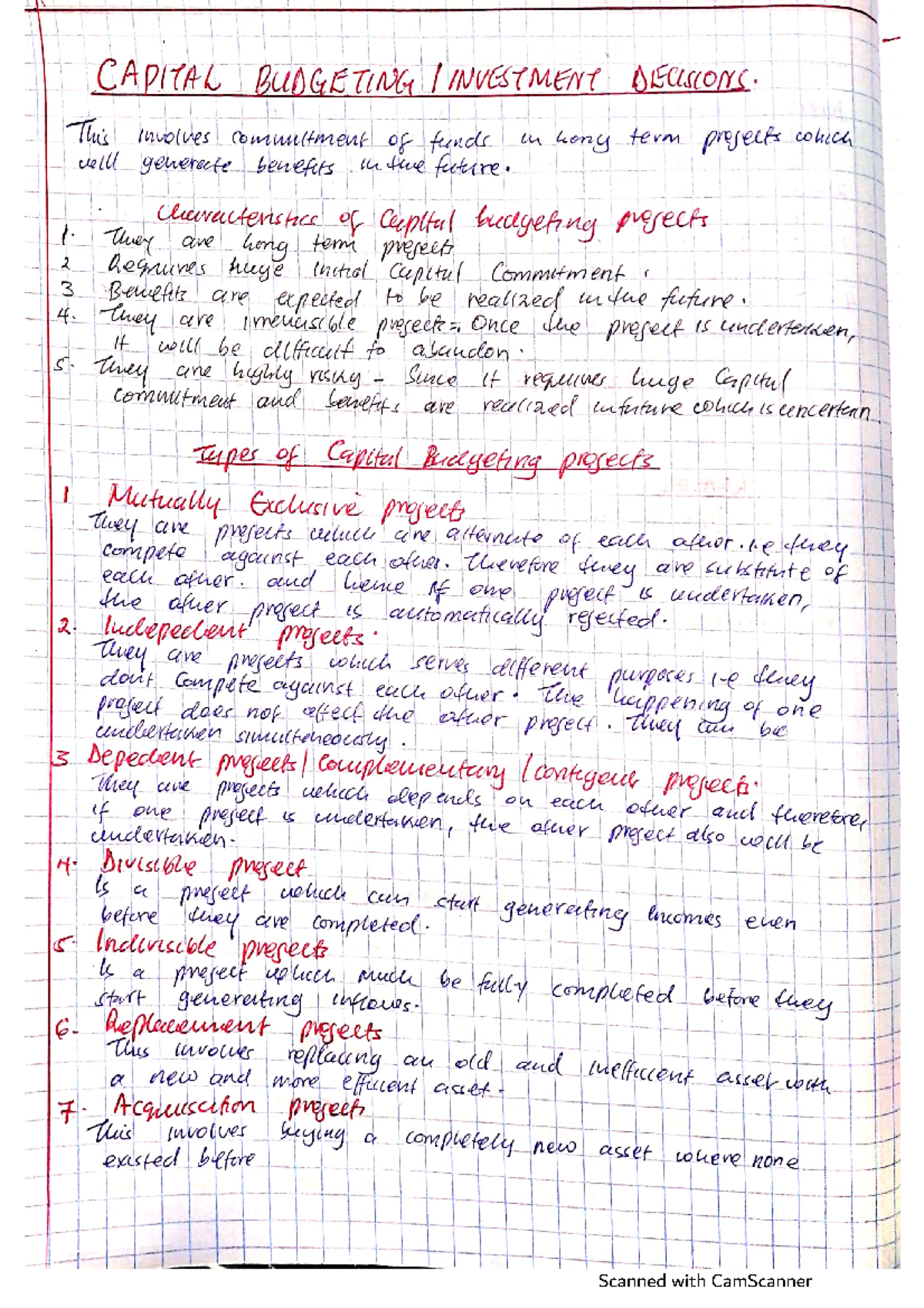 Capital Budgeting Investment Decisions - Comprehensive Notes - Studocu