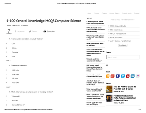 General Knowledge 100-MCQs - General Knowledge Computer Science ...