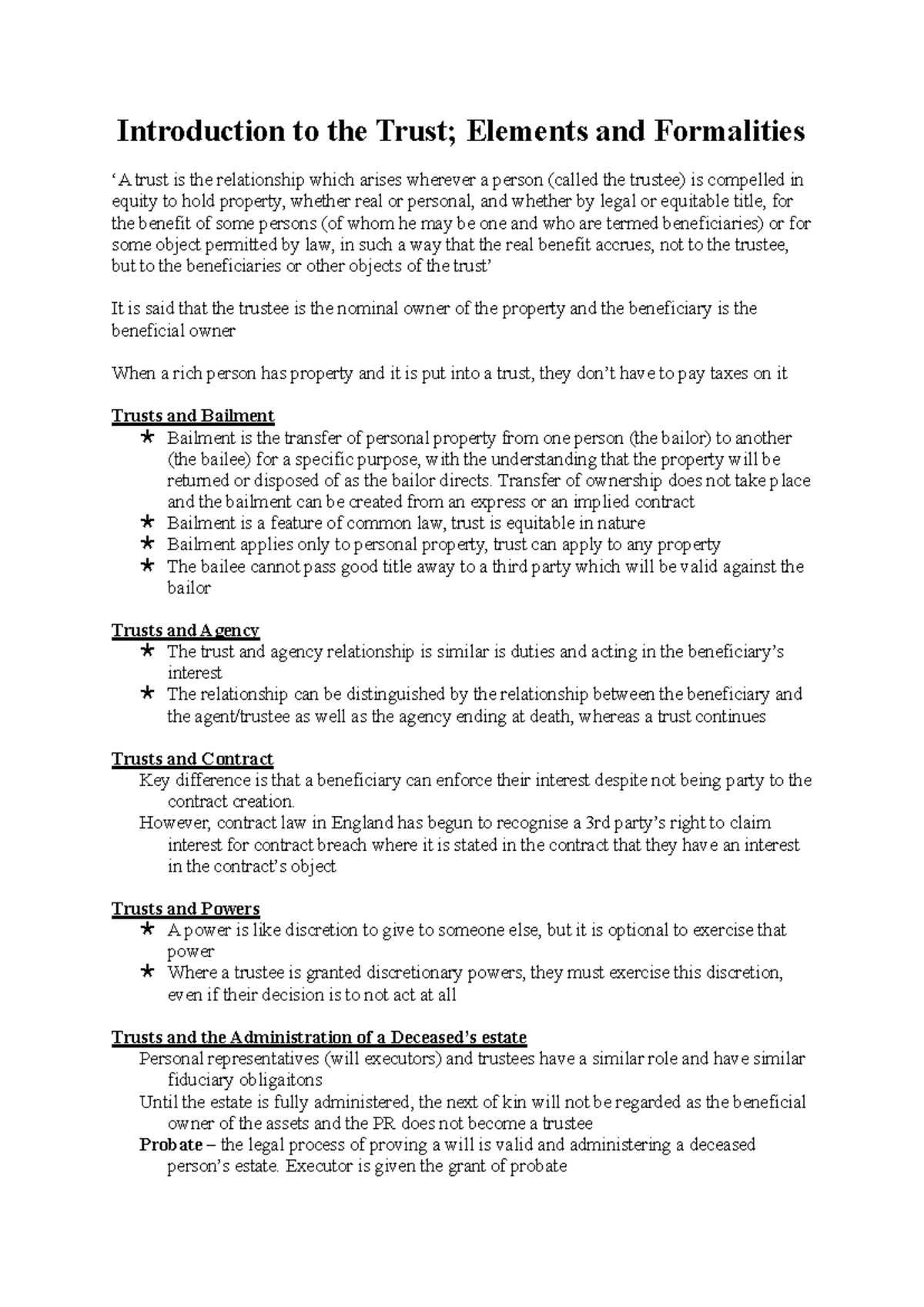 2. Introduction to Trusts and Formalities - Equity & Trusts LW351 W ...