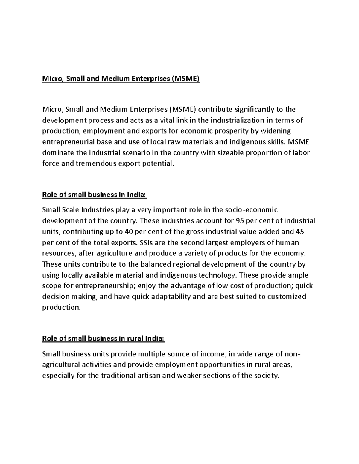 Micro, Small and Medium Enterprises (MSME) - MSME dominate the ...