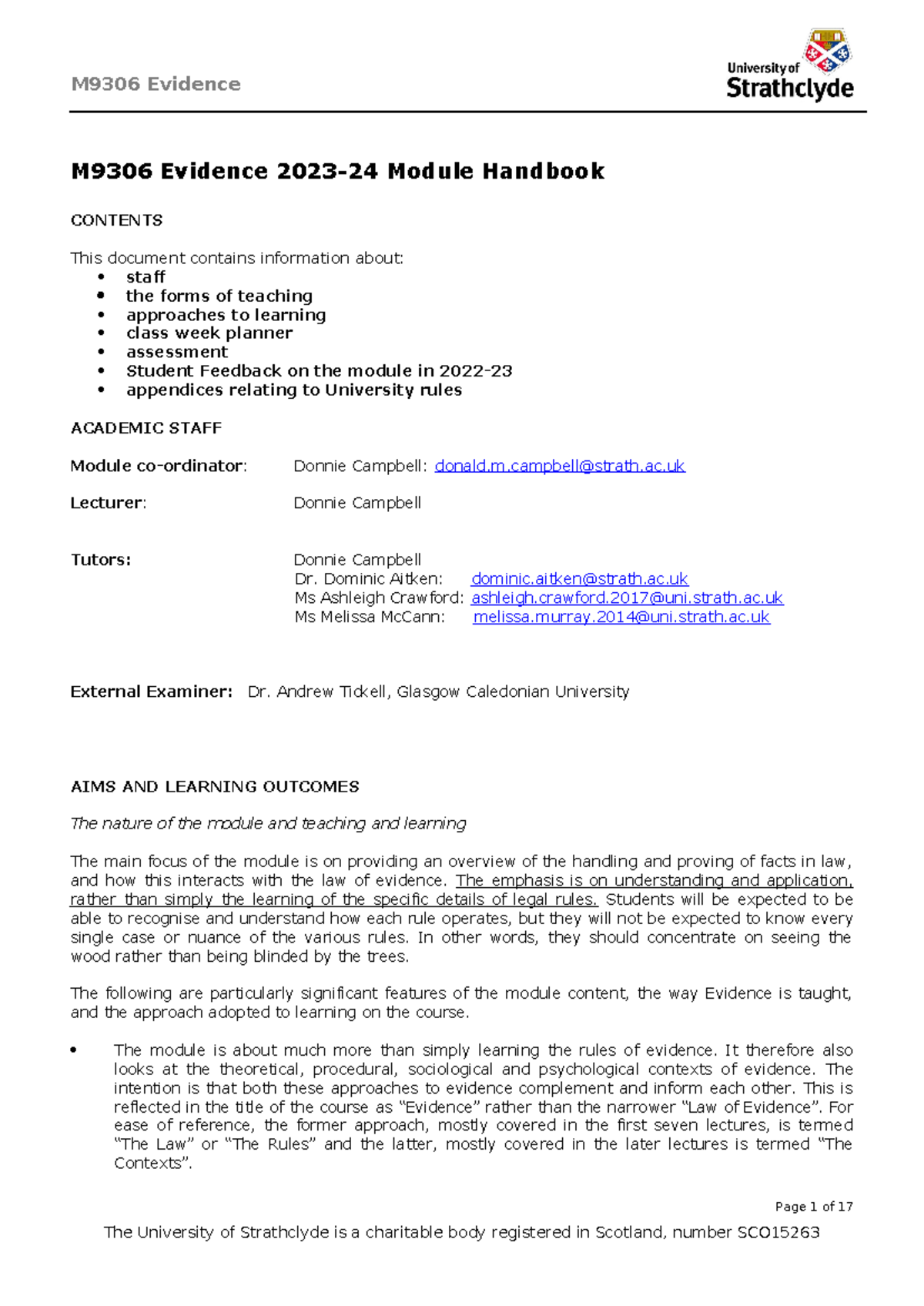 M9306 Evidence 2023-24 Module Handbook: Learning & Assessment Guide ...