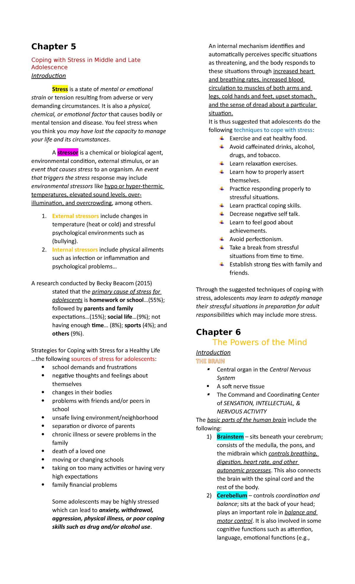 PSYC 101 Midterm Study Guide: Coping with Stress & Mental Health - Studocu