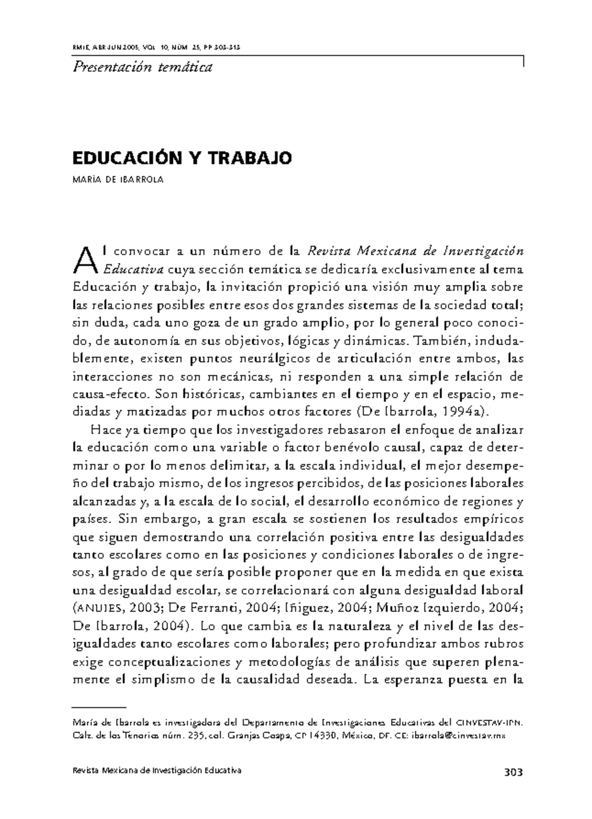 1405 6666 rmie 10 25 303 - Informacion - Revista Mexicana de ...