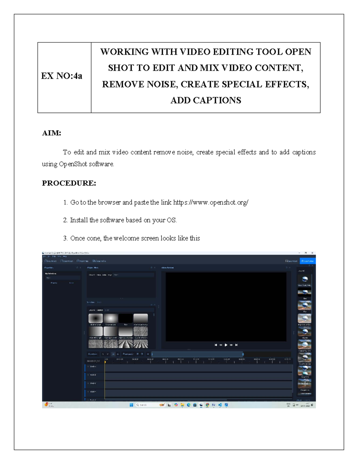 Ex 4a - Video editing with OpenShot: Mixing, effects, and captions ...