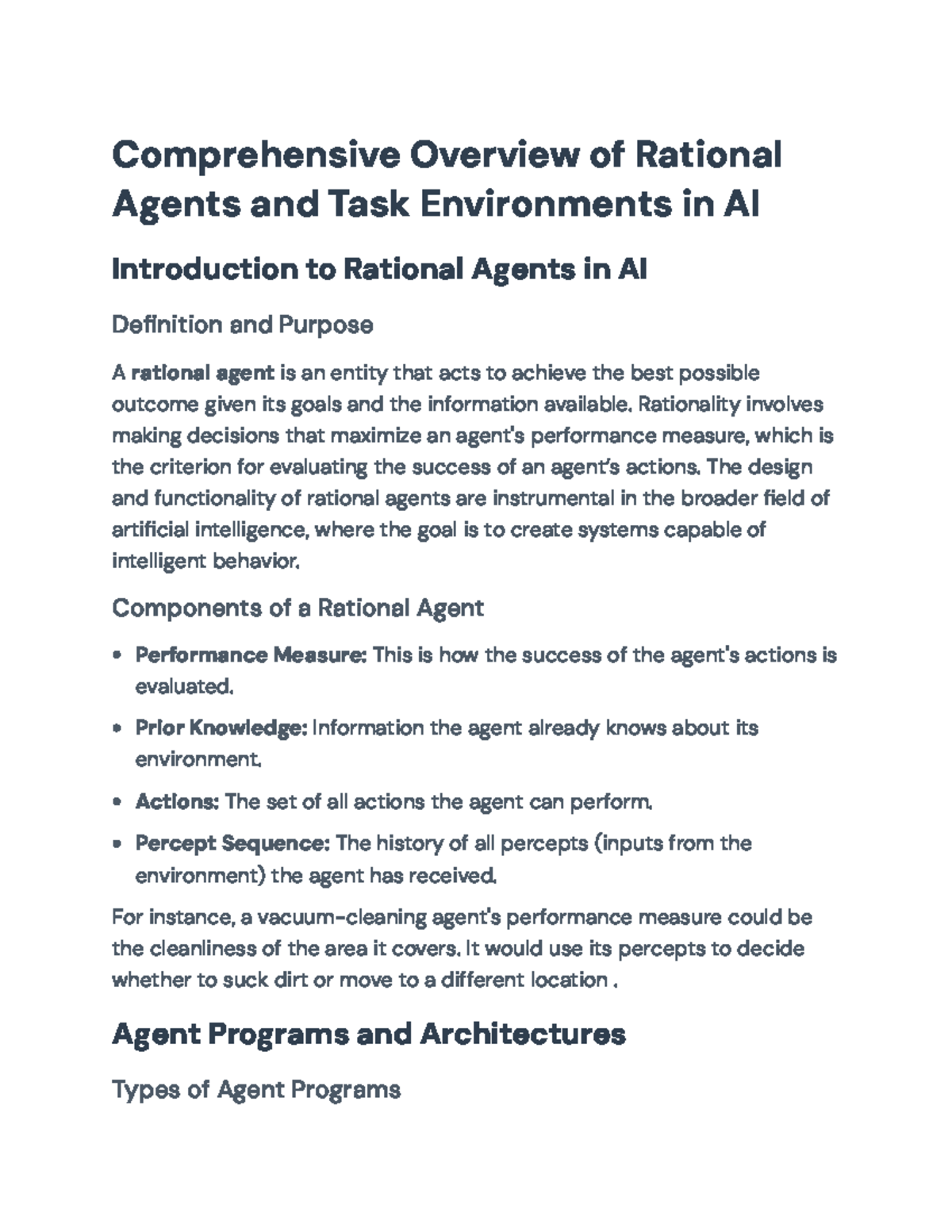 Rational Agents and Task Environments in AI Overview - Comprehensive ...