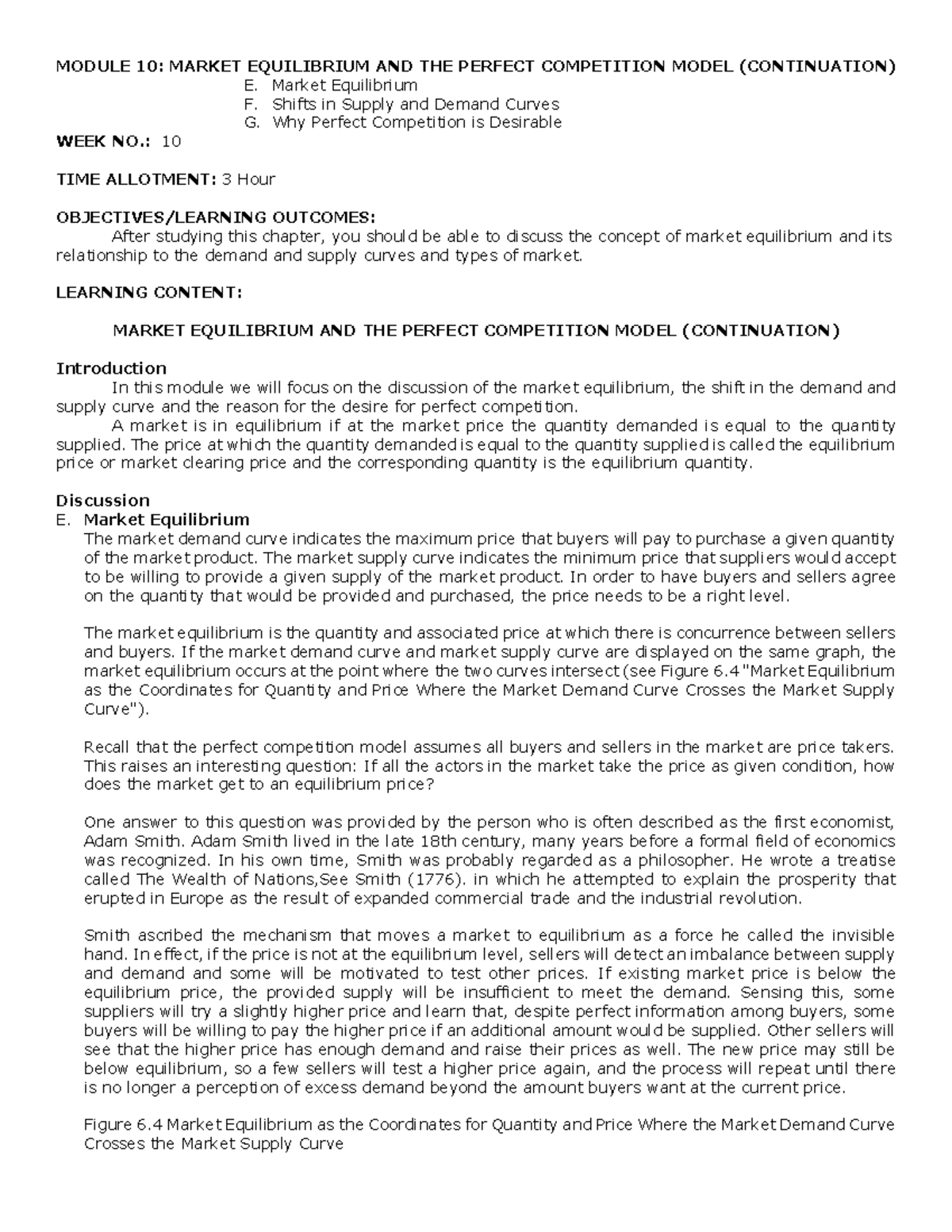 Module 10: Market Equilibrium & Perfect Competition - Econ 101 Notes ...