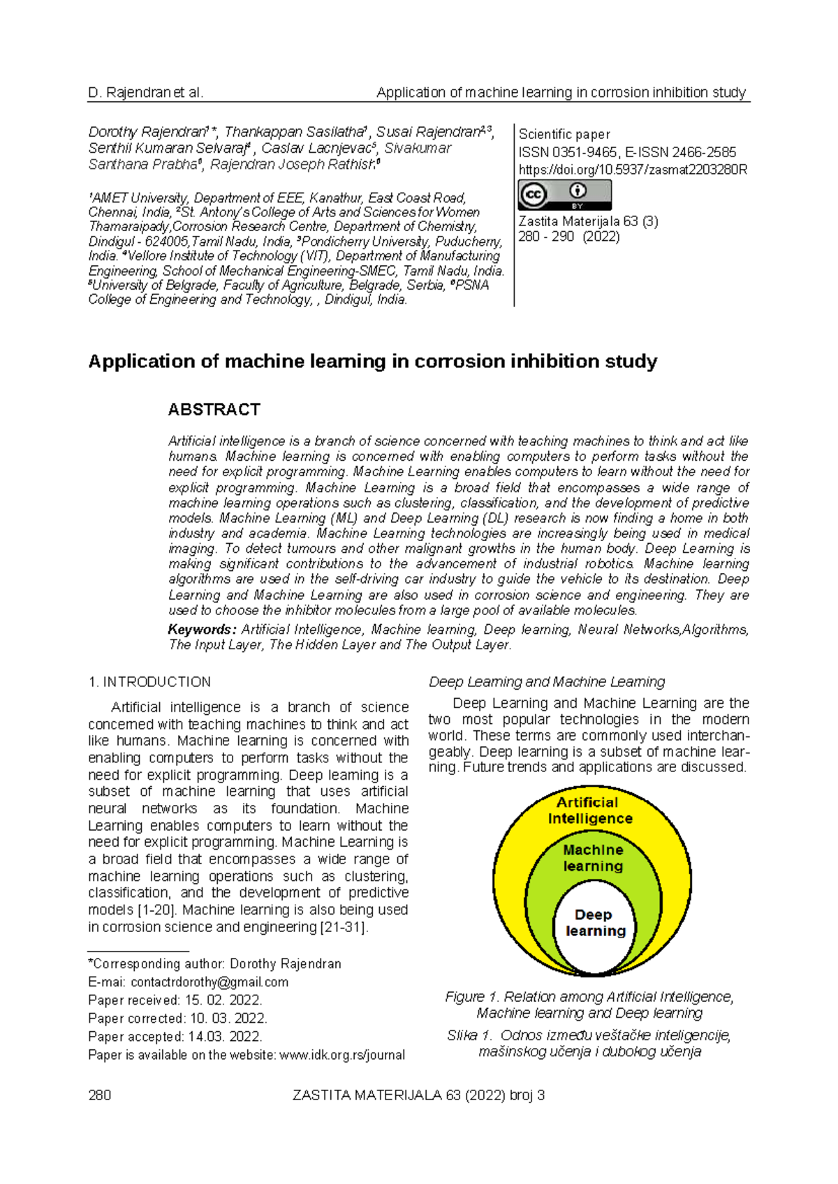 Application of Machine Learning in Corrosion Inhibition Study (ZASTITA ...
