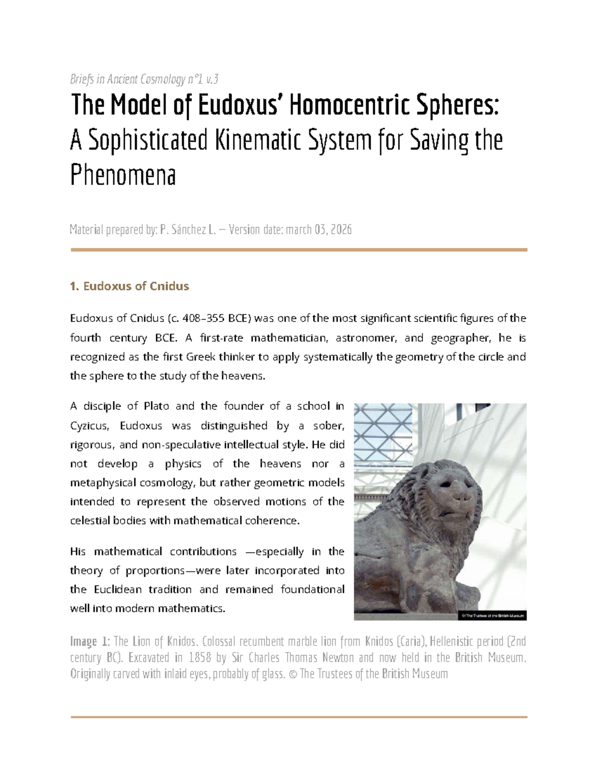 EUD 101: Briefs on Eudoxus' Homocentric Spheres Model - Studocu