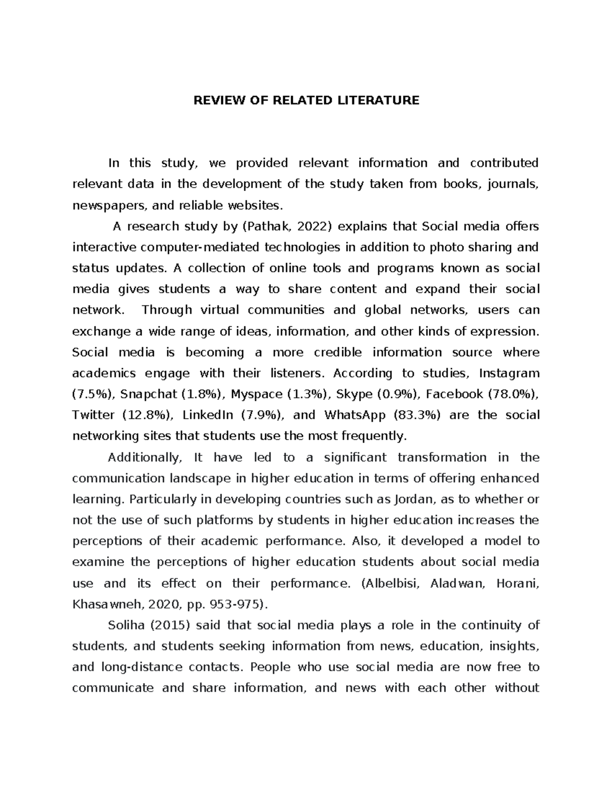 Media ARTS RRL: Impact of Social Media on Higher Education Performance ...