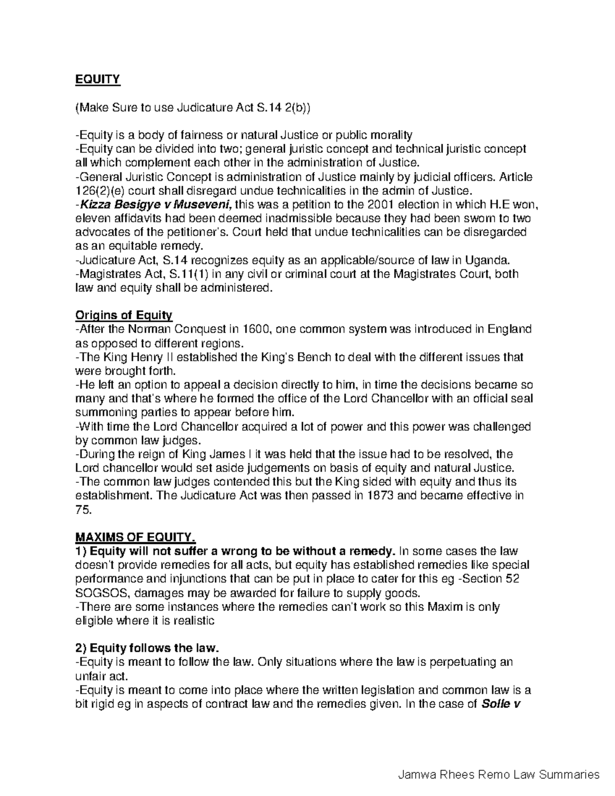 Equity and Trusts: Key Readings and Maxims for Understanding Law - Studocu