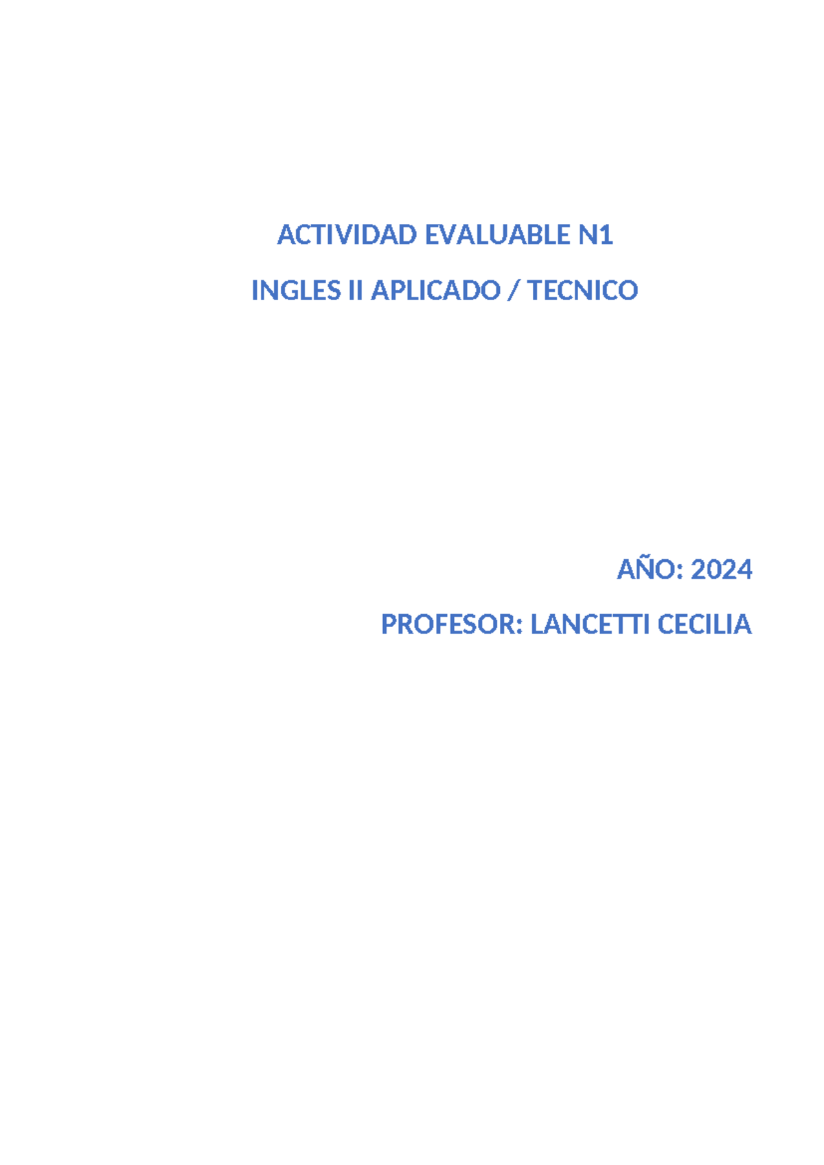 Actividad Evaluable 1 - Ingles II - Ingles Tecnico - ACTIVIDAD ...
