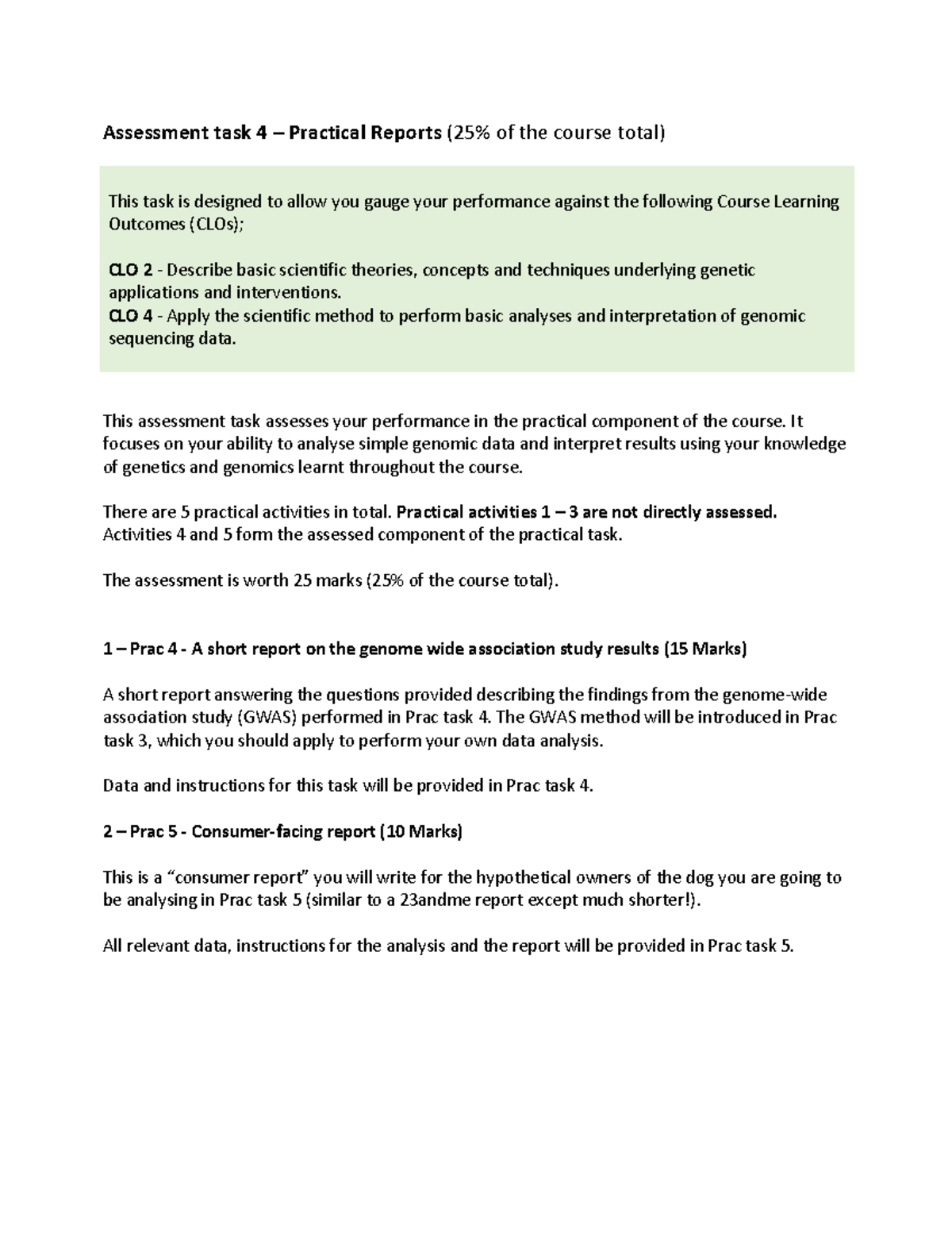 Practical Report U1 2025 - Assessment 4: GWAS & Consumer Report ...