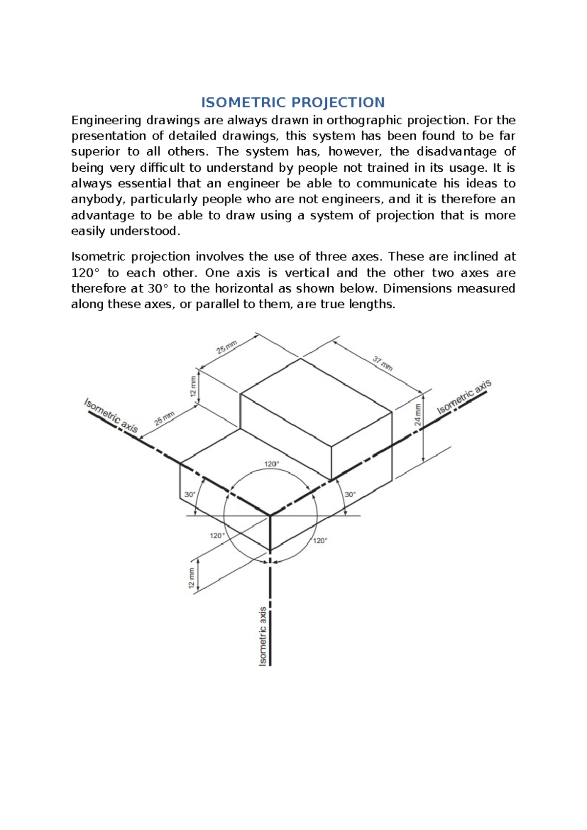 5 Isometric Projection - ISOMETRIC PROJECTION Engineering drawings are ...