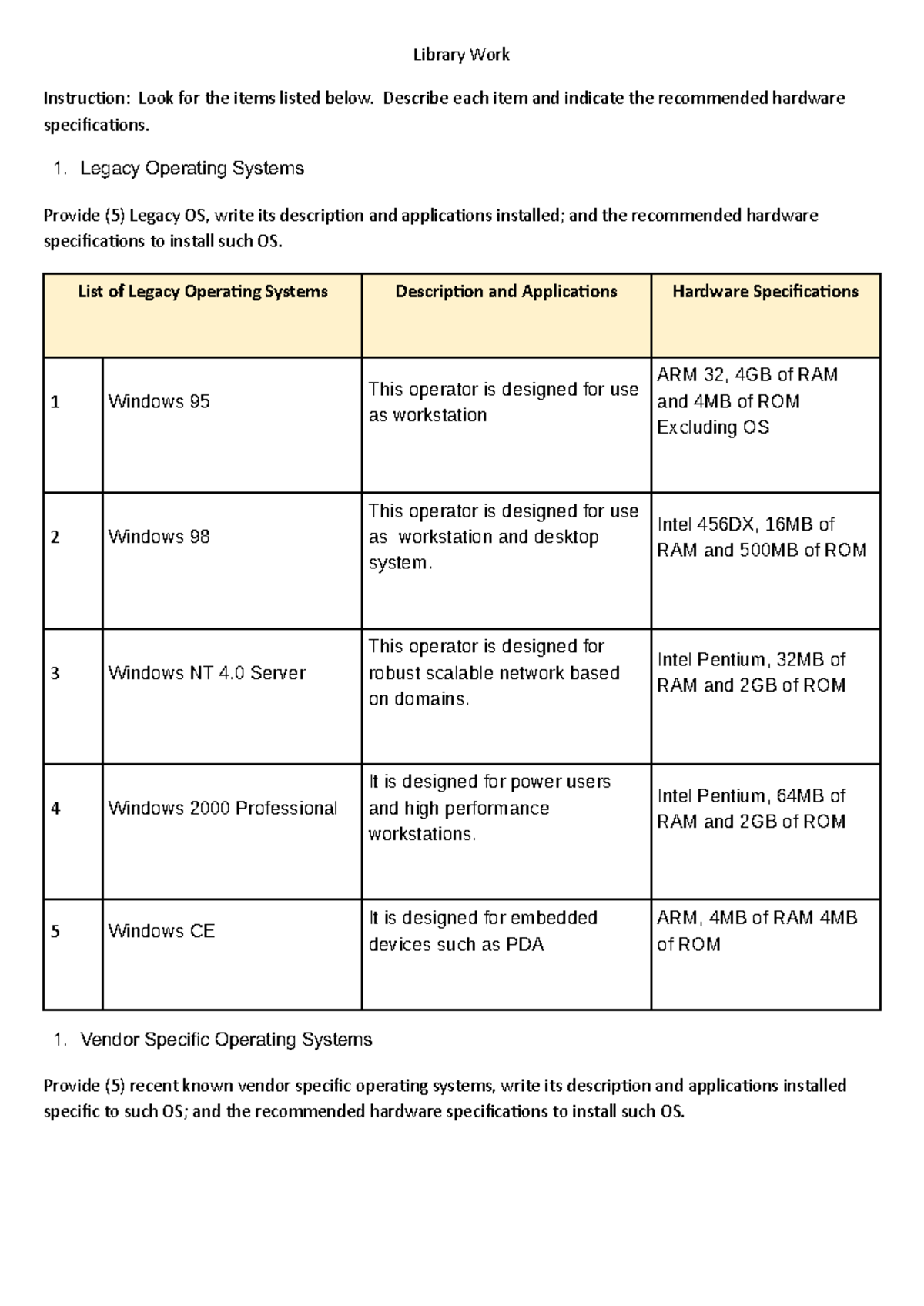 Library Work - 1st lib work - 1. 1. Library Work Instruc on: Look for ...