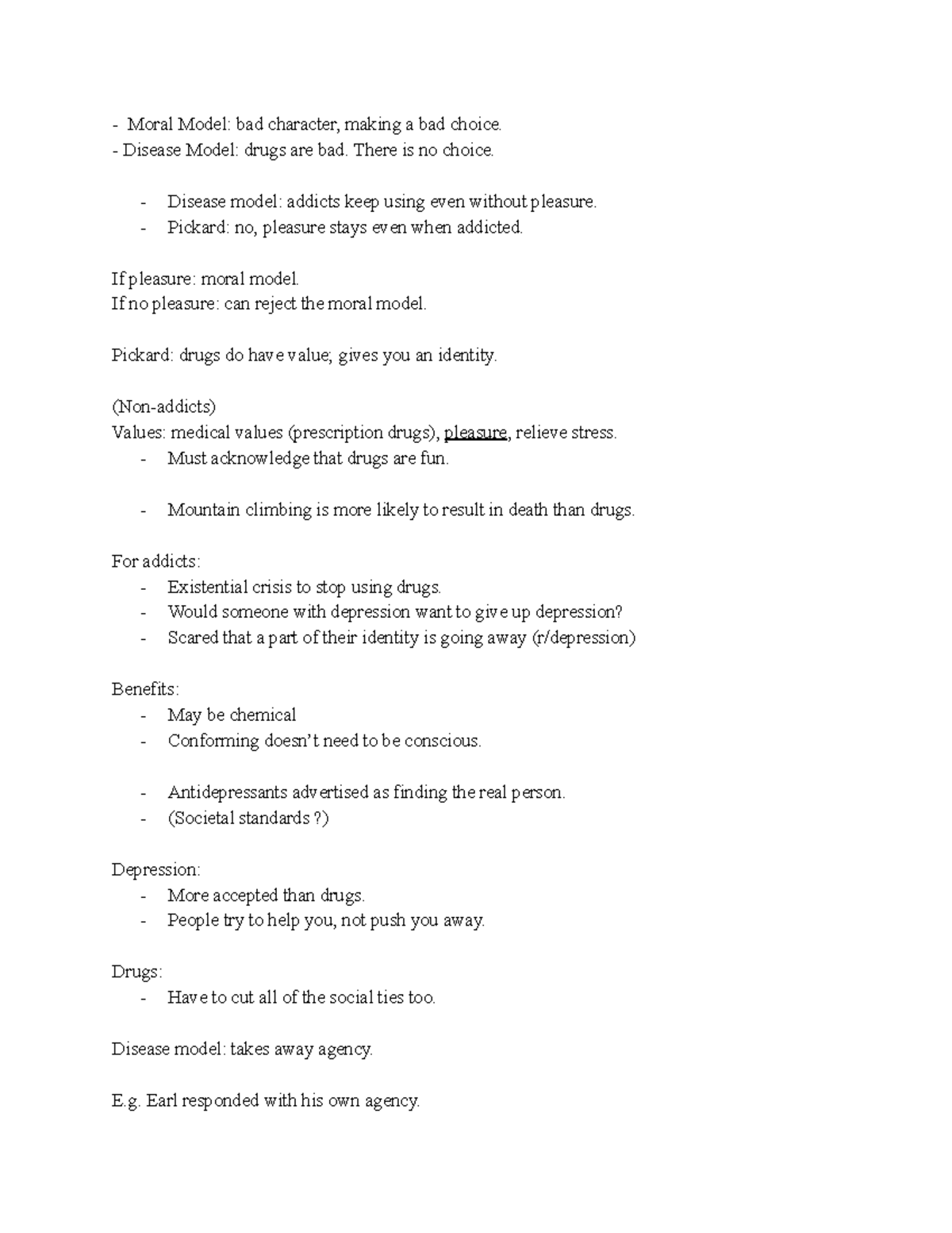 (3 5) - Lectures notes from class - Moral Model: bad character, making ...