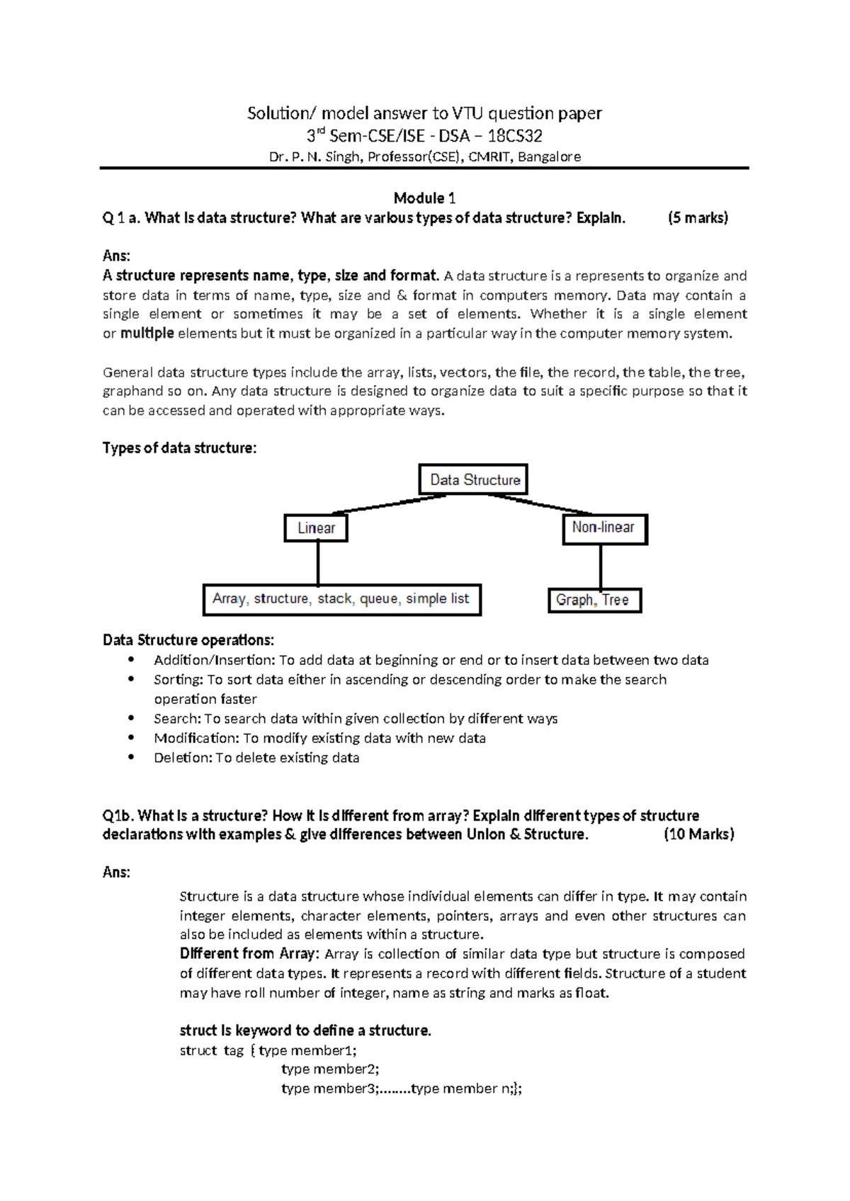 Data Structures and Applications BCS403: Module 4 - Trees Notes - Studocu